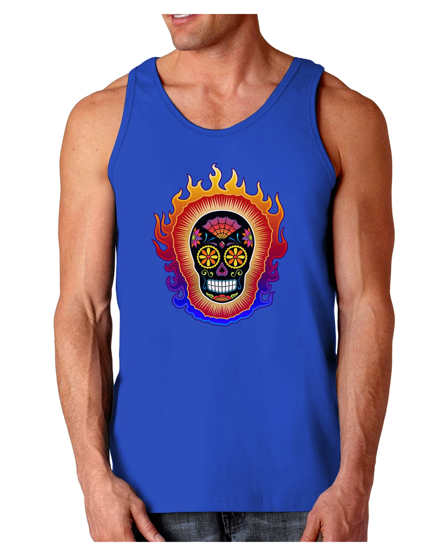 Sacred Calavera Day of the Dead Sugar Skull Dark Loose Tank Top-Mens Loose Tank Top-TooLoud-Royal Blue-Small-Davson Sales