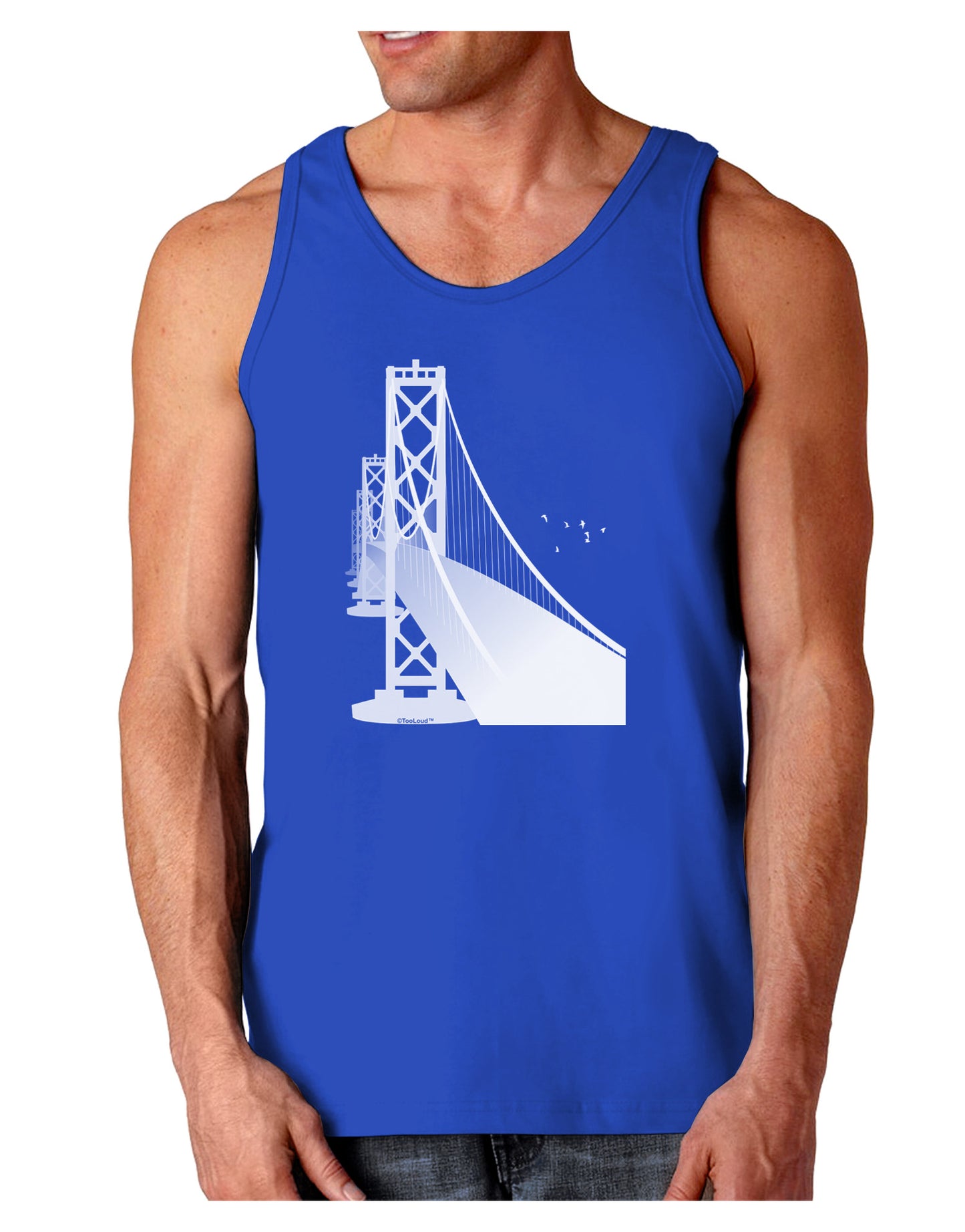 San Francisco Bay Bridge Dark Loose Tank Top-Mens Loose Tank Top-TooLoud-Royal Blue-Small-Davson Sales