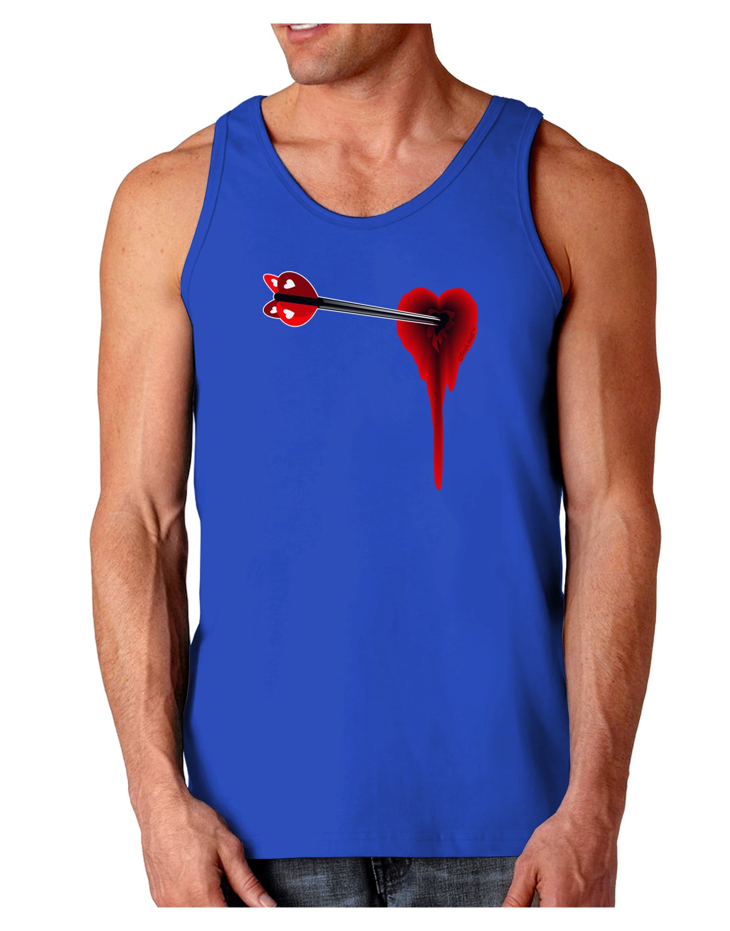 Cupid's Arrow Heart Shot Wound Dark Loose Tank Top-Mens Loose Tank Top-TooLoud-Royal Blue-Small-Davson Sales