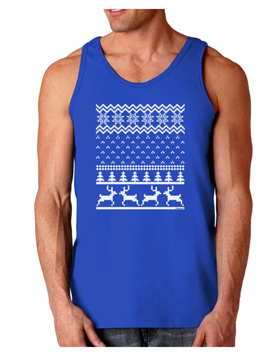 Ugly Christmas Sweater Snowflake Reindeer Pattern Dark Loose Tank Top-Mens Loose Tank Top-TooLoud-Royal Blue-Small-Davson Sales