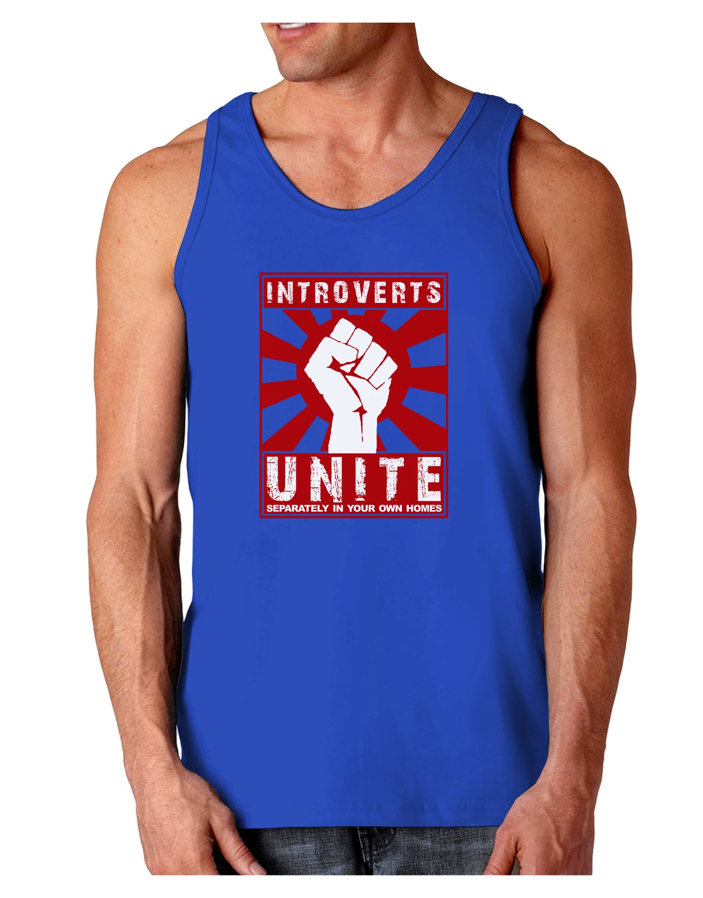 Introverts Unite Funny Dark Loose Tank Top by TooLoud-Mens Loose Tank Top-TooLoud-Royal Blue-Small-Davson Sales
