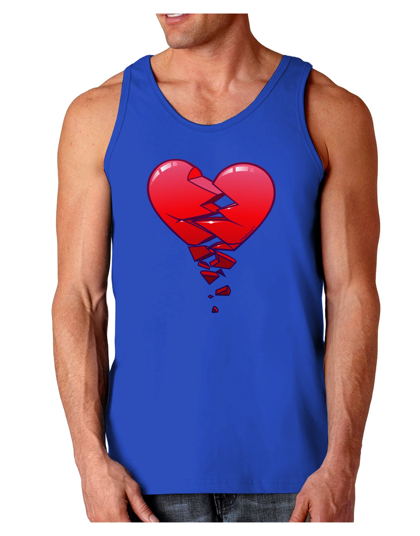 Crumbling Broken Heart Dark Loose Tank Top by-Mens Loose Tank Top-TooLoud-Royal Blue-Small-Davson Sales