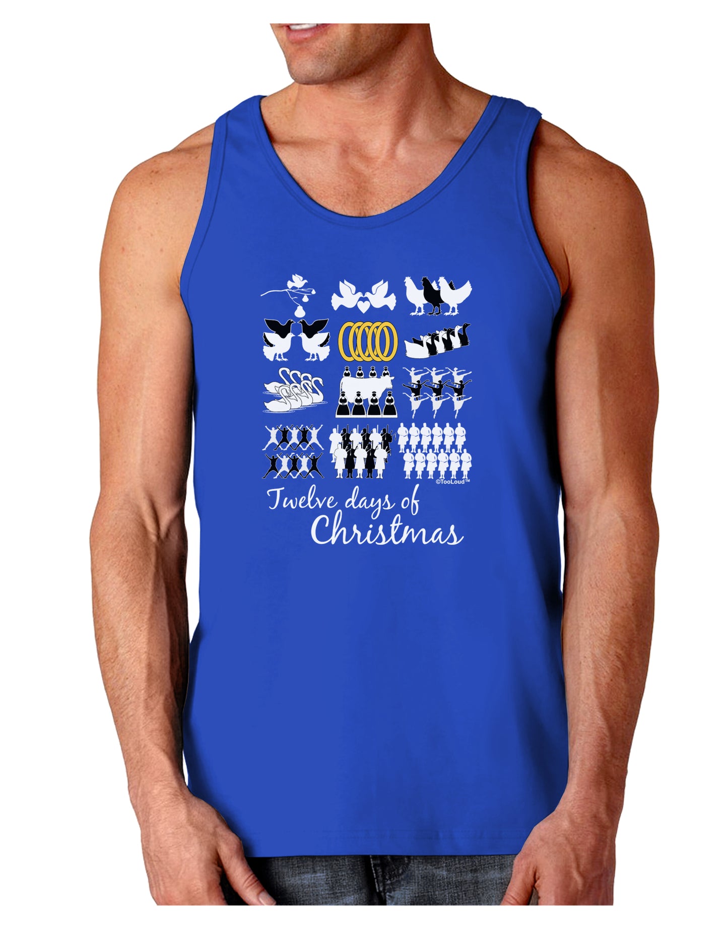 12 Days of Christmas Text Color Dark Loose Tank Top-Mens Loose Tank Top-TooLoud-Royal Blue-Small-Davson Sales
