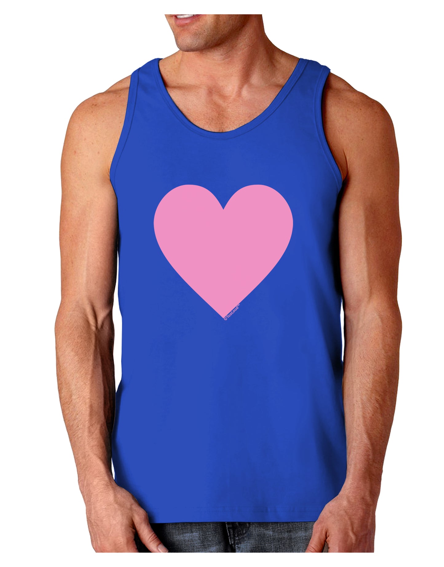 Big Pink Heart Valentine's Day Dark Loose Tank Top-Mens Loose Tank Top-TooLoud-Royal Blue-Small-Davson Sales