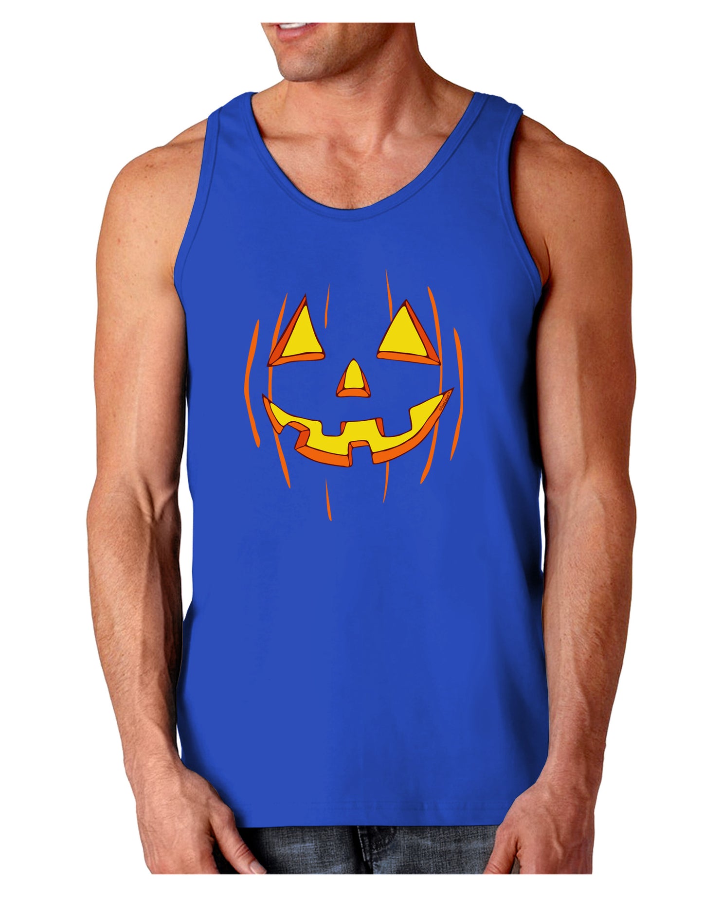 Halloween Pumpkin Smile Jack O Lantern Dark Loose Tank Top-Mens Loose Tank Top-TooLoud-Royal Blue-Small-Davson Sales