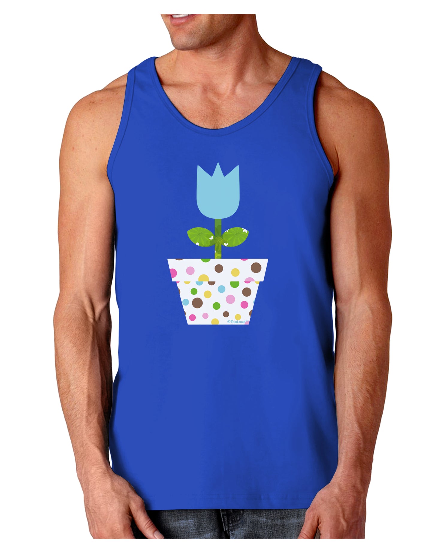 Easter Tulip Design - Blue Dark Loose Tank Top by TooLoud-Mens Loose Tank Top-TooLoud-Royal Blue-Small-Davson Sales