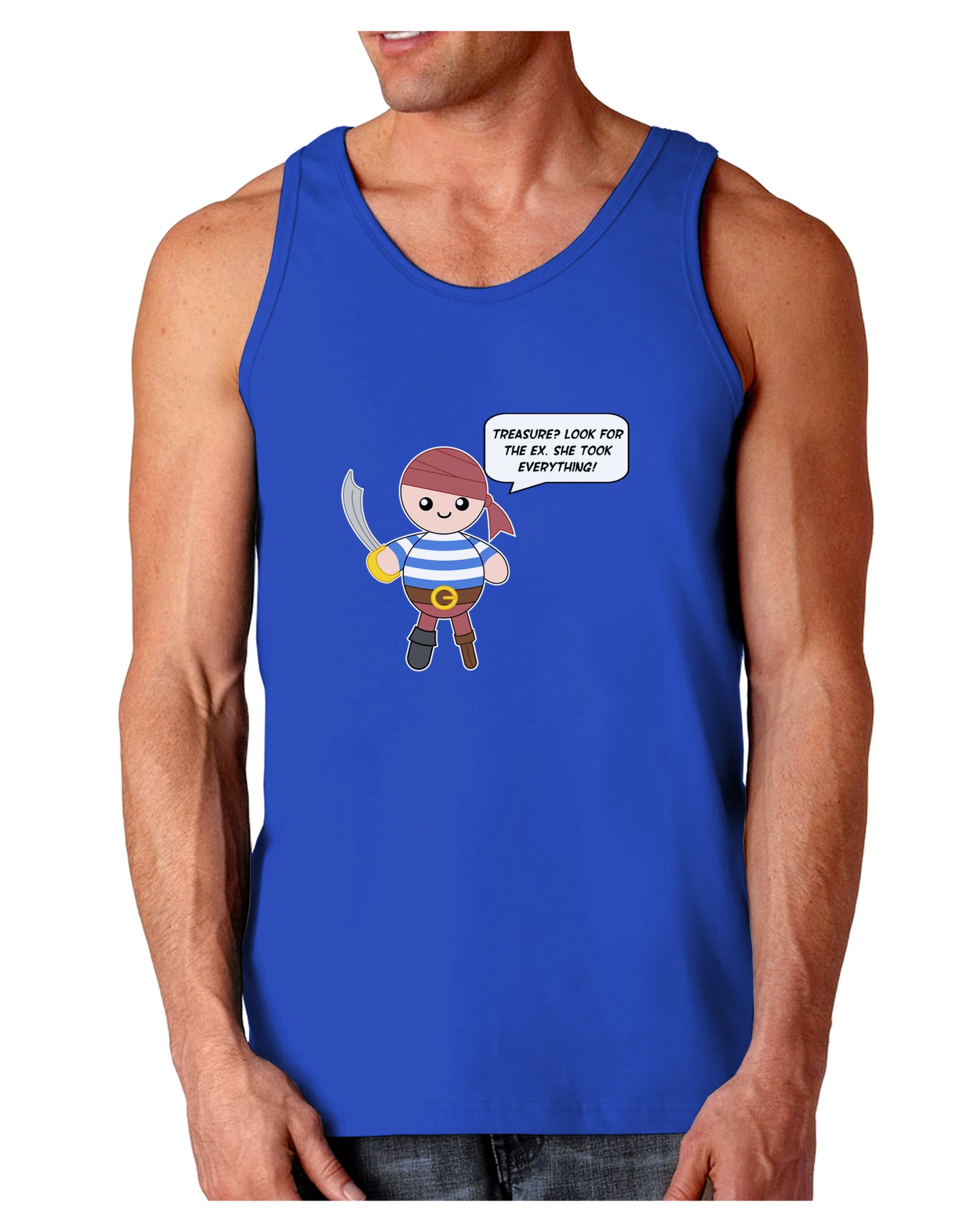 Look for the Ex - Petey the Pirate Dark Loose Tank Top-Mens Loose Tank Top-TooLoud-Royal Blue-Small-Davson Sales