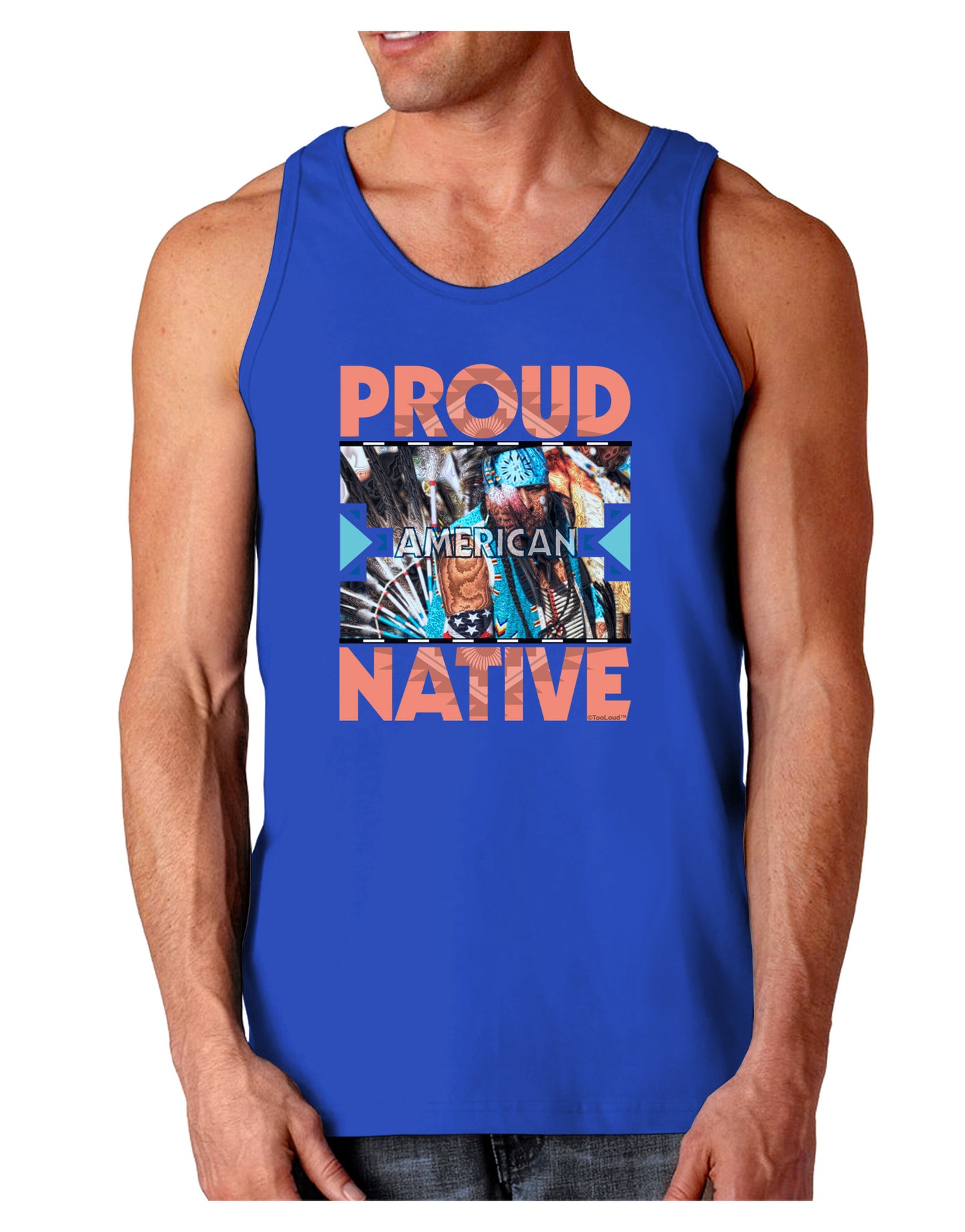 Proud Native American Dark Loose Tank Top-Mens Loose Tank Top-TooLoud-Royal Blue-Small-Davson Sales