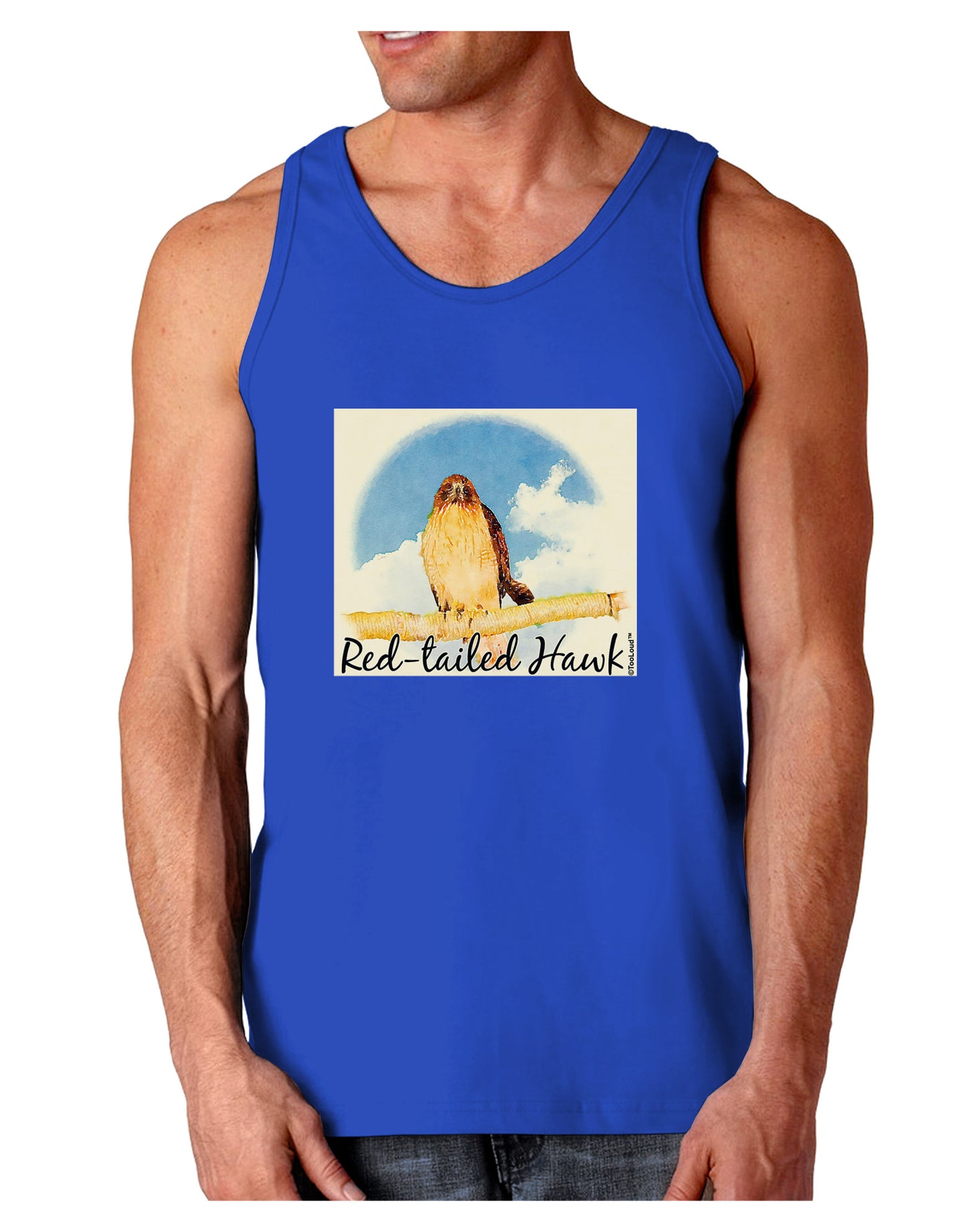 Red-tailed Hawk Text Dark Loose Tank Top-Mens Loose Tank Top-TooLoud-Royal Blue-Small-Davson Sales