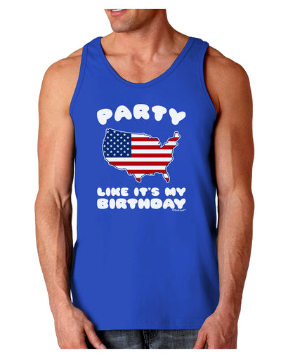 Party Like It's My Birthday - 4th of July Dark Loose Tank Top-Mens Loose Tank Top-TooLoud-Royal Blue-Small-Davson Sales