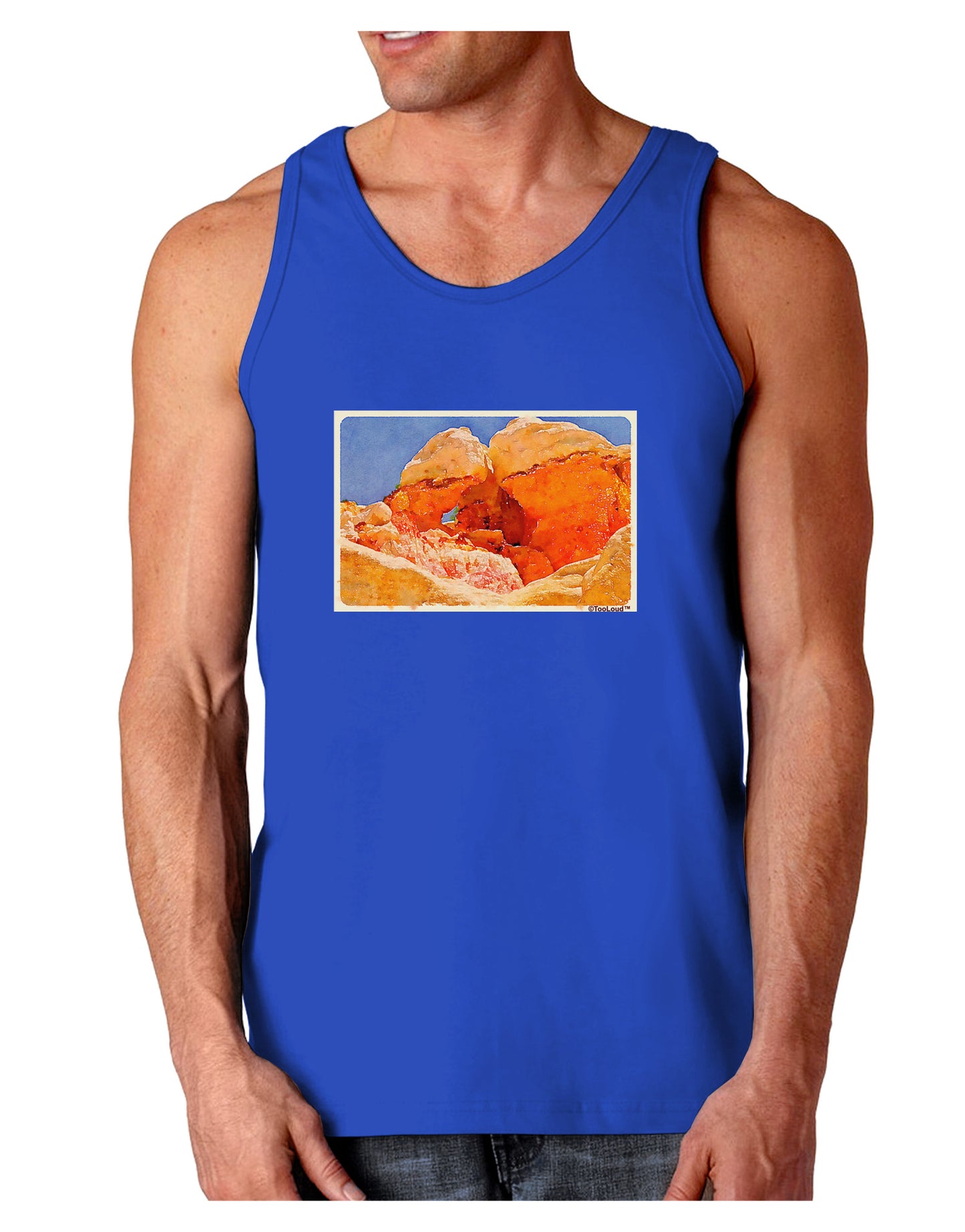Desert Landscape Watercolor Dark Loose Tank Top-Mens Loose Tank Top-TooLoud-Royal Blue-Small-Davson Sales