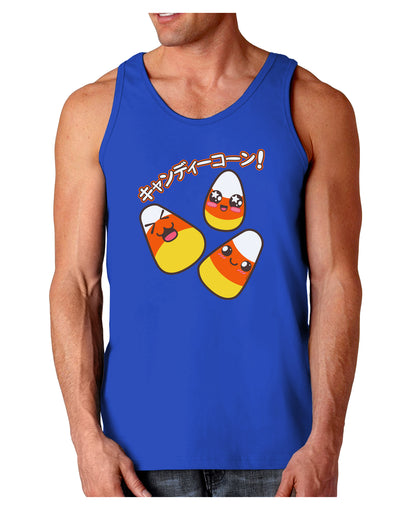 Japanese Kawaii Candy Corn Halloween Dark Loose Tank Top-Mens Loose Tank Top-TooLoud-Royal Blue-Small-Davson Sales