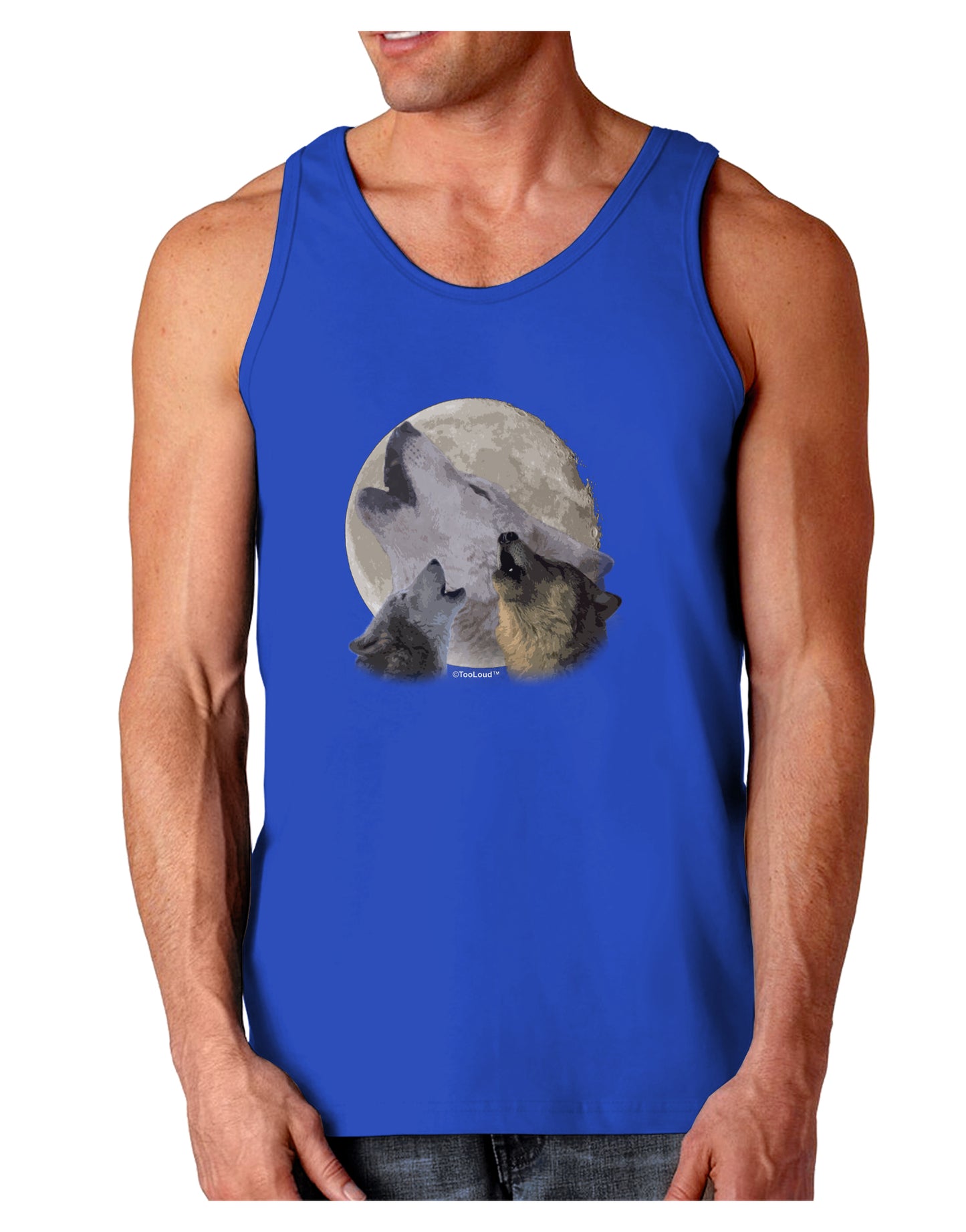 Three Wolves Howling at the Moon Dark Loose Tank Top by TooLoud-Mens Loose Tank Top-TooLoud-Royal Blue-Small-Davson Sales