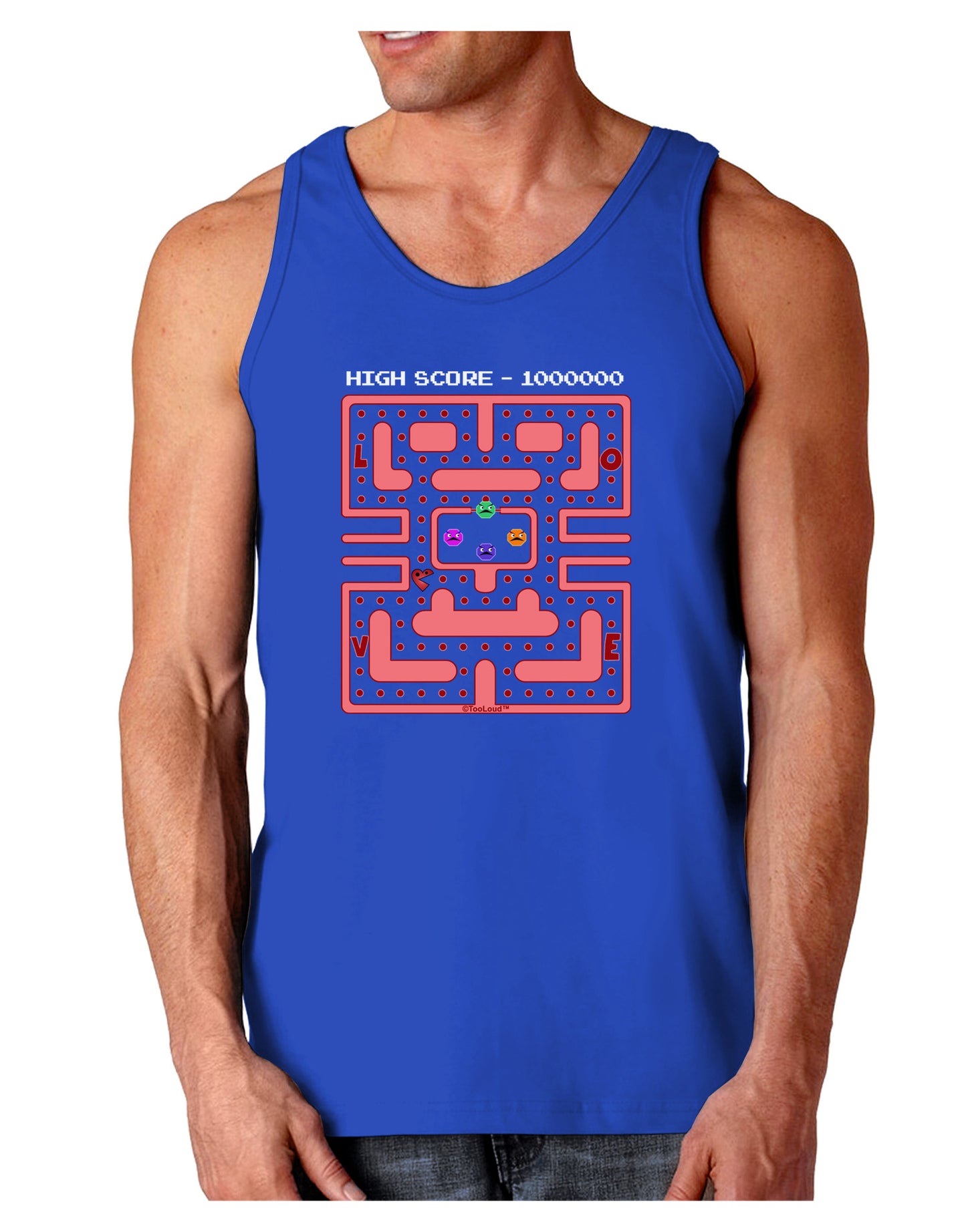 Retro Heart Man Dark Loose Tank Top-Mens Loose Tank Top-TooLoud-Royal Blue-Small-Davson Sales