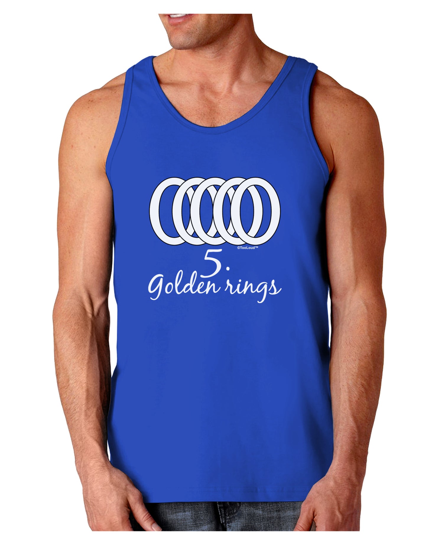 Five Golden Rings Text Dark Loose Tank Top-Mens Loose Tank Top-TooLoud-Royal Blue-Small-Davson Sales
