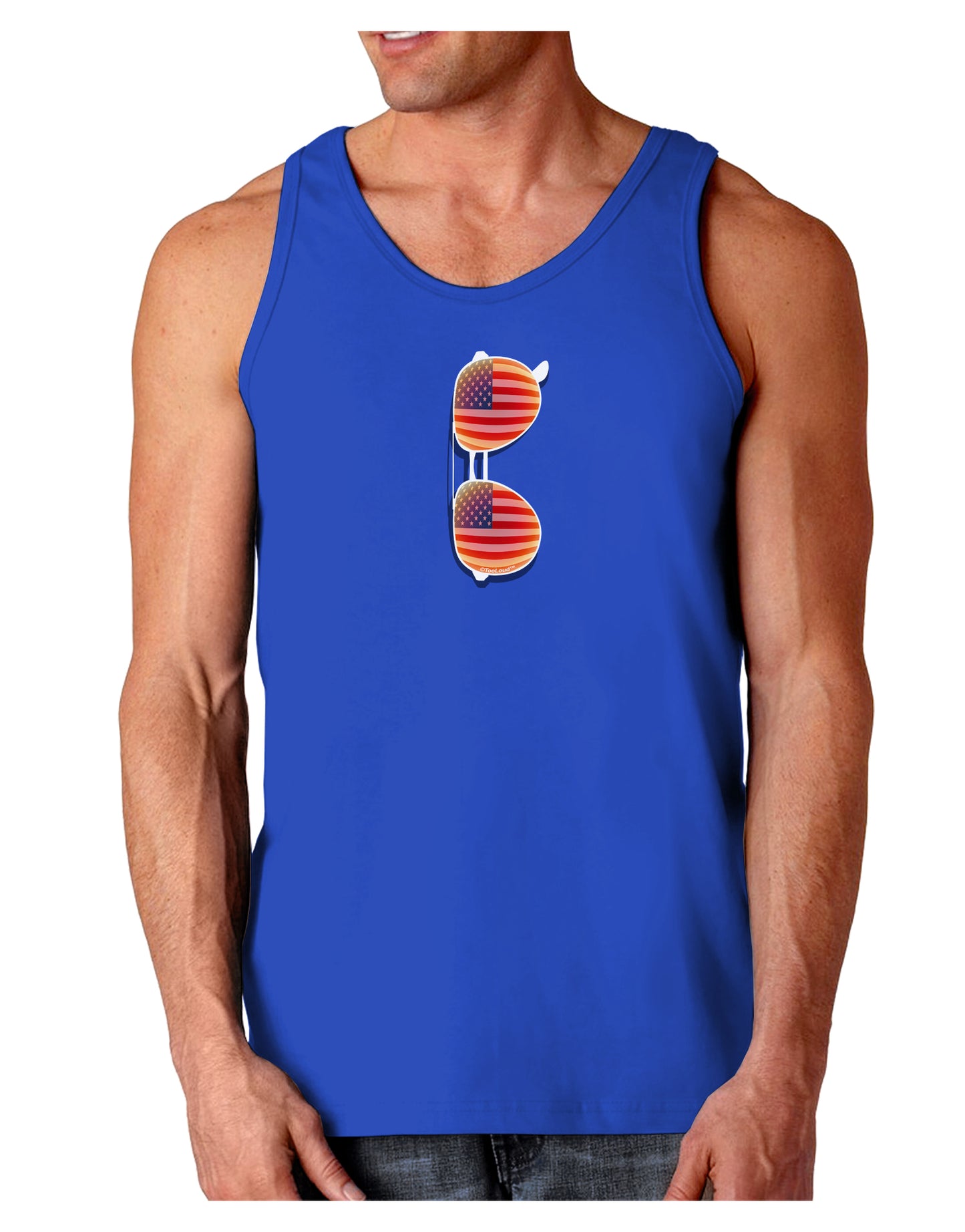 Red American Flag Aviator Sunglasses Dark Loose Tank Top-Mens Loose Tank Top-TooLoud-Royal Blue-Small-Davson Sales