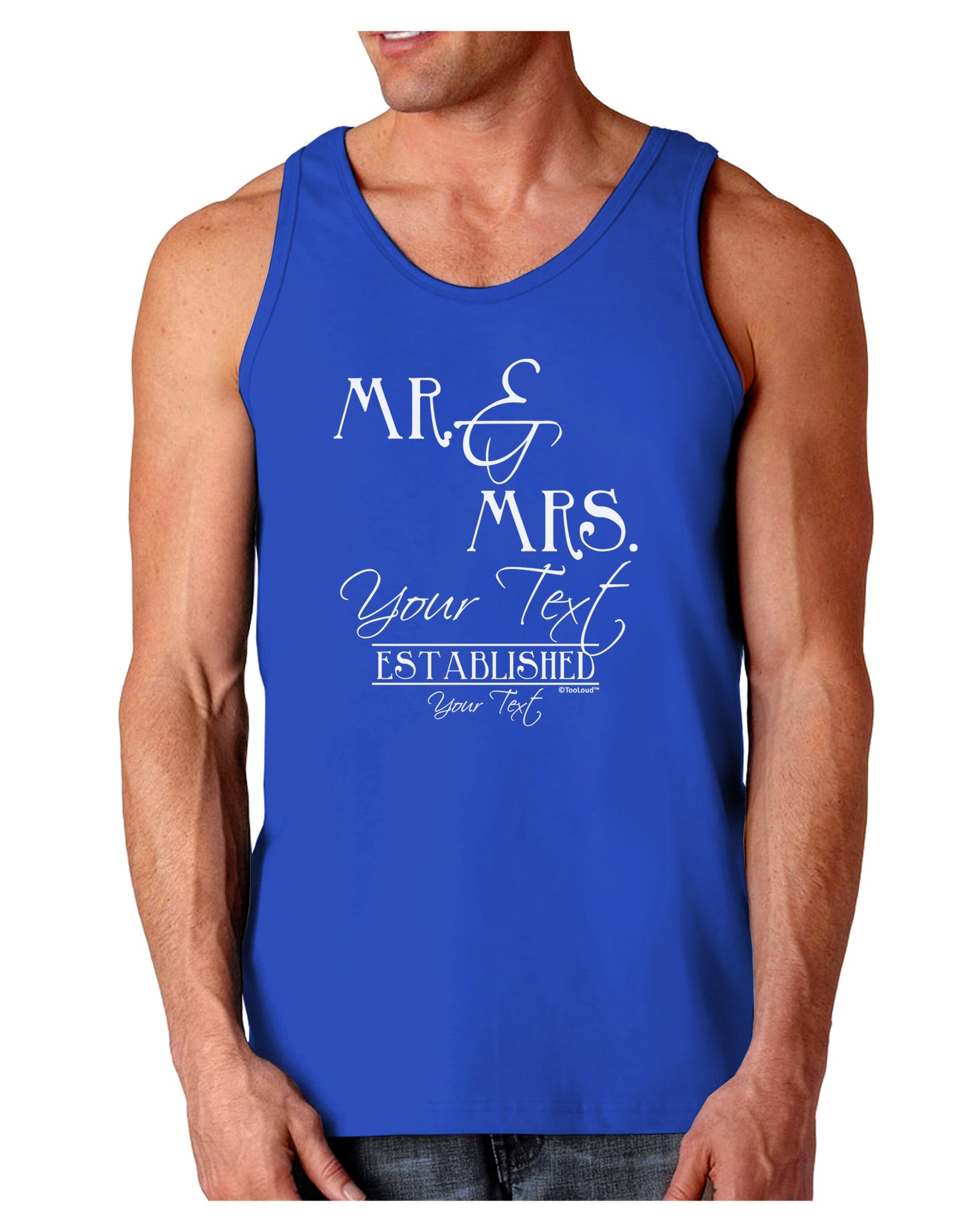 Personalized Mr and Mrs -Name- Established -Date- Design Dark Loose Tank Top-Mens Loose Tank Top-TooLoud-Royal Blue-Small-Davson Sales