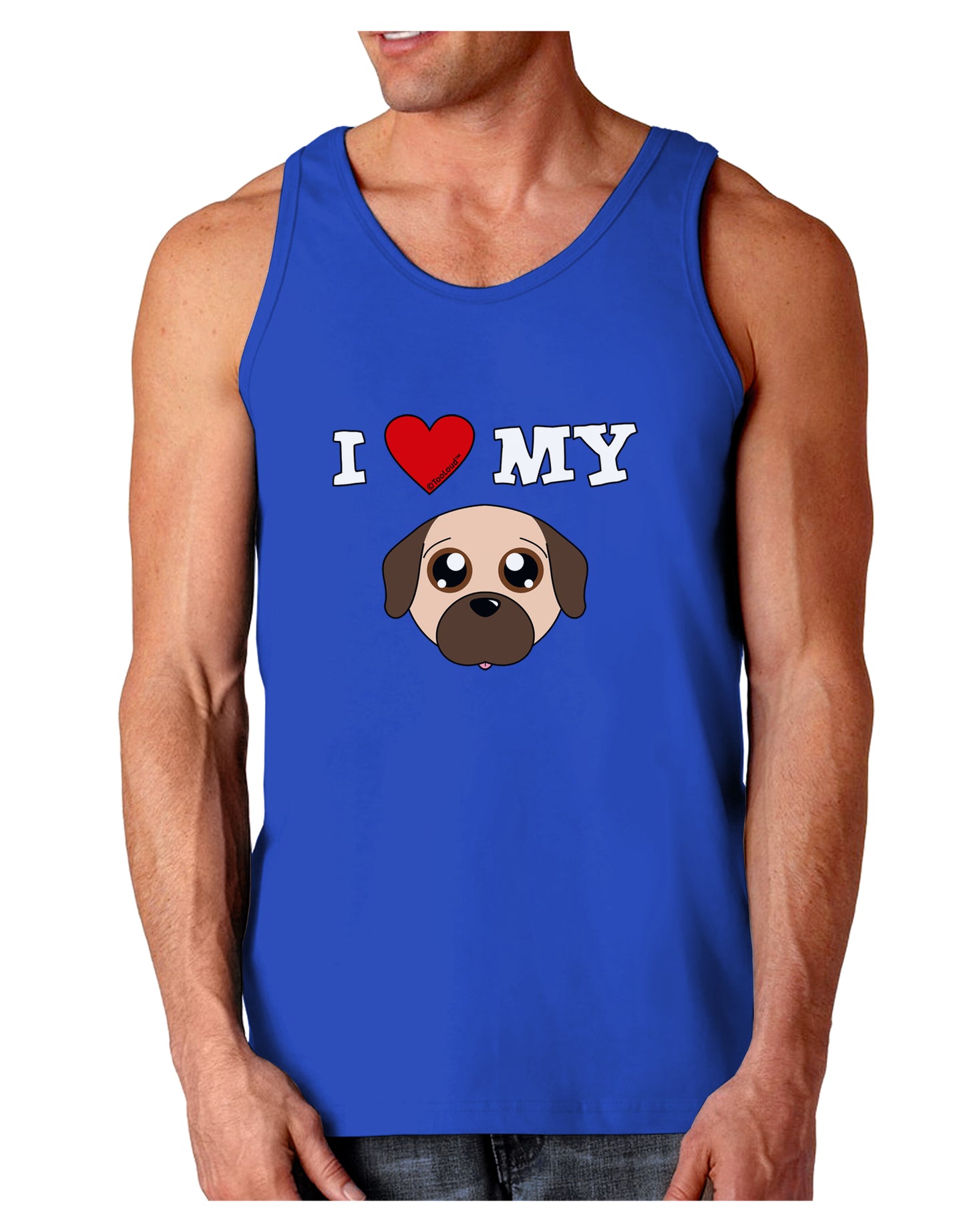 I Heart My - Cute Pug Dog - Fawn Dark Loose Tank Top by TooLoud-Mens Loose Tank Top-TooLoud-Royal Blue-Small-Davson Sales