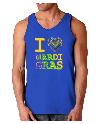 I Love Heart Mardi Gras Dark Loose Tank Top-Mens Loose Tank Top-TooLoud-Royal Blue-Small-Davson Sales