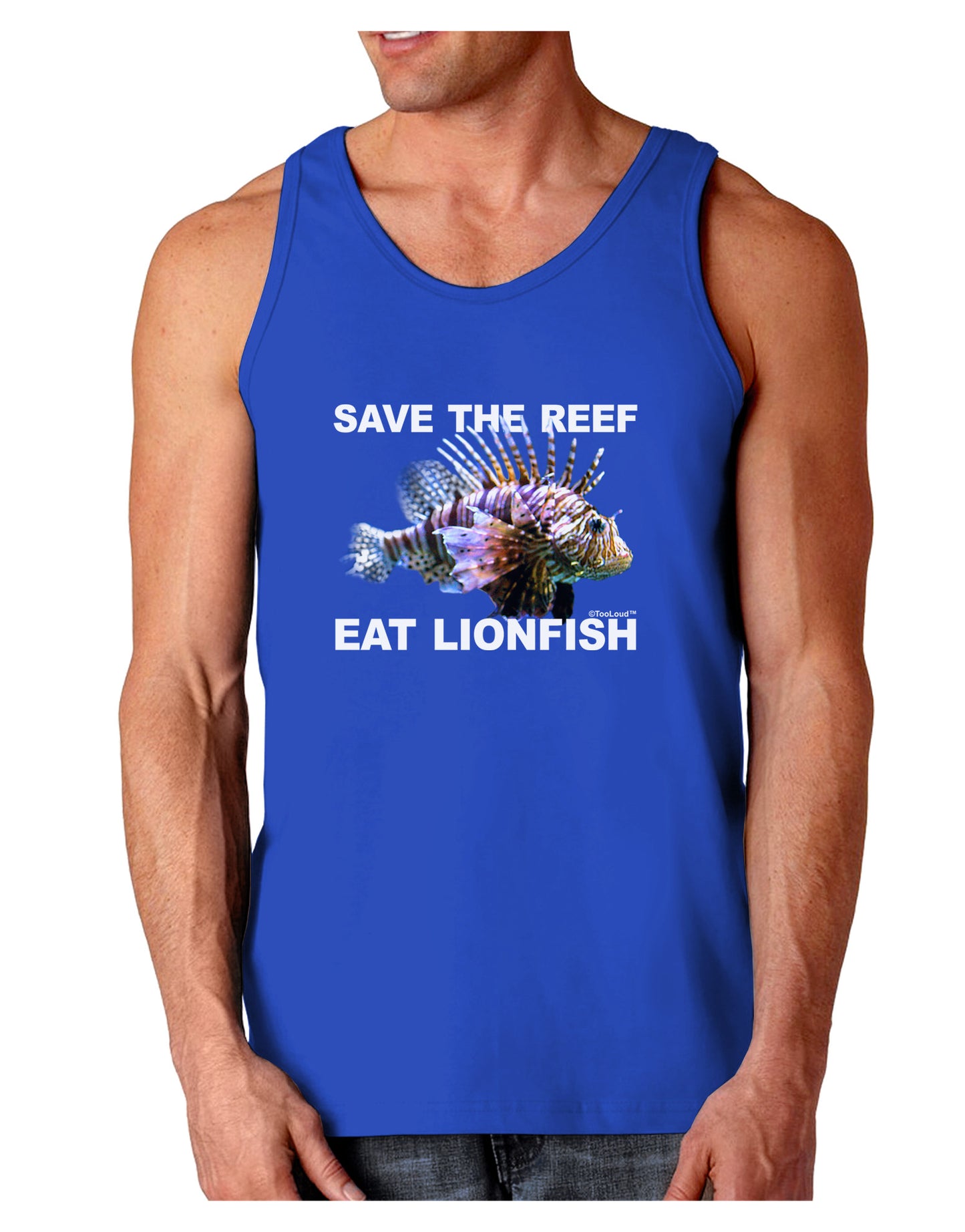 Save the Reef - Eat Lionfish Dark Loose Tank Top-Mens Loose Tank Top-TooLoud-Royal Blue-Small-Davson Sales