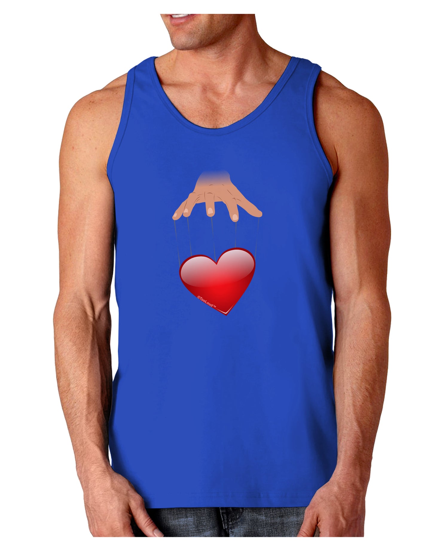 Heart on Puppet Strings Dark Loose Tank Top-Mens Loose Tank Top-TooLoud-Royal Blue-Small-Davson Sales
