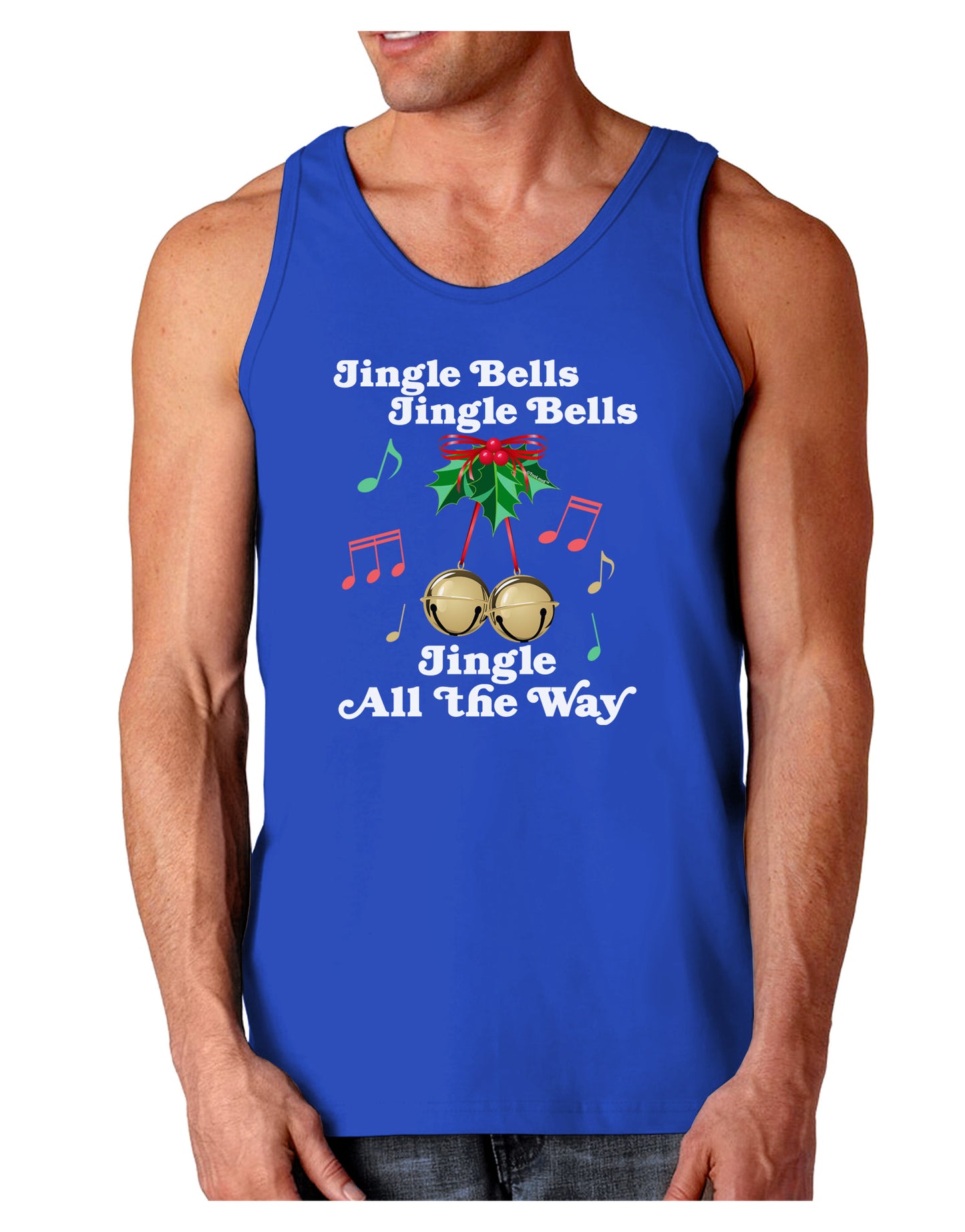 Jingle Bells All the way Dark Loose Tank Top-Mens Loose Tank Top-TooLoud-Royal Blue-Small-Davson Sales