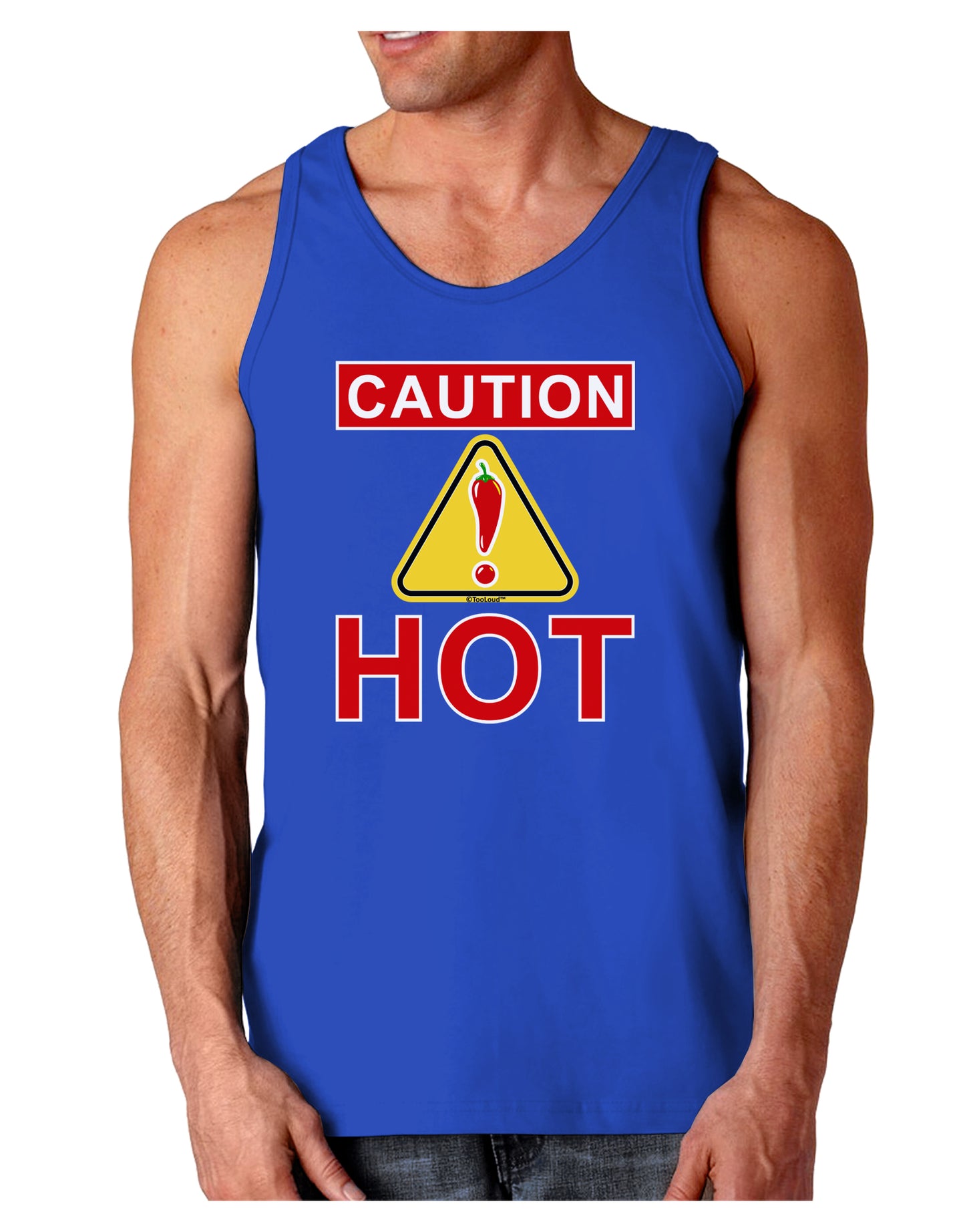 Caution Hot Chili Pepper Sign Dark Loose Tank Top-Mens Loose Tank Top-TooLoud-Royal Blue-Small-Davson Sales