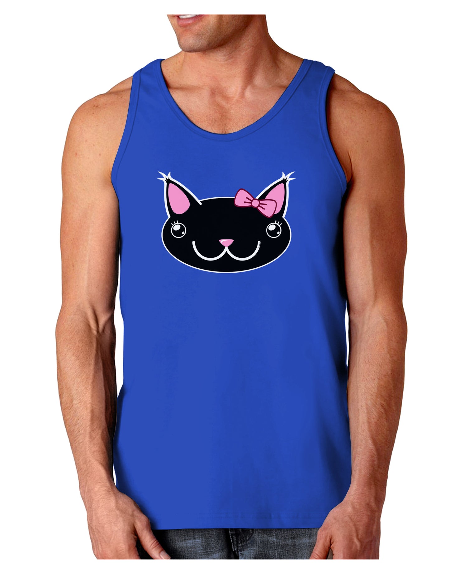 Kyu-T Head - Night Kawaia the Cute Girl Critter Dark Loose Tank Top-Mens Loose Tank Top-TooLoud-Royal Blue-Small-Davson Sales