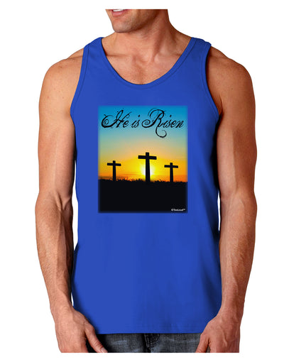 Three Crosses Sunrise - He Is Risen Dark Loose Tank Top by TooLoud-Mens Loose Tank Top-TooLoud-Royal Blue-Small-Davson Sales