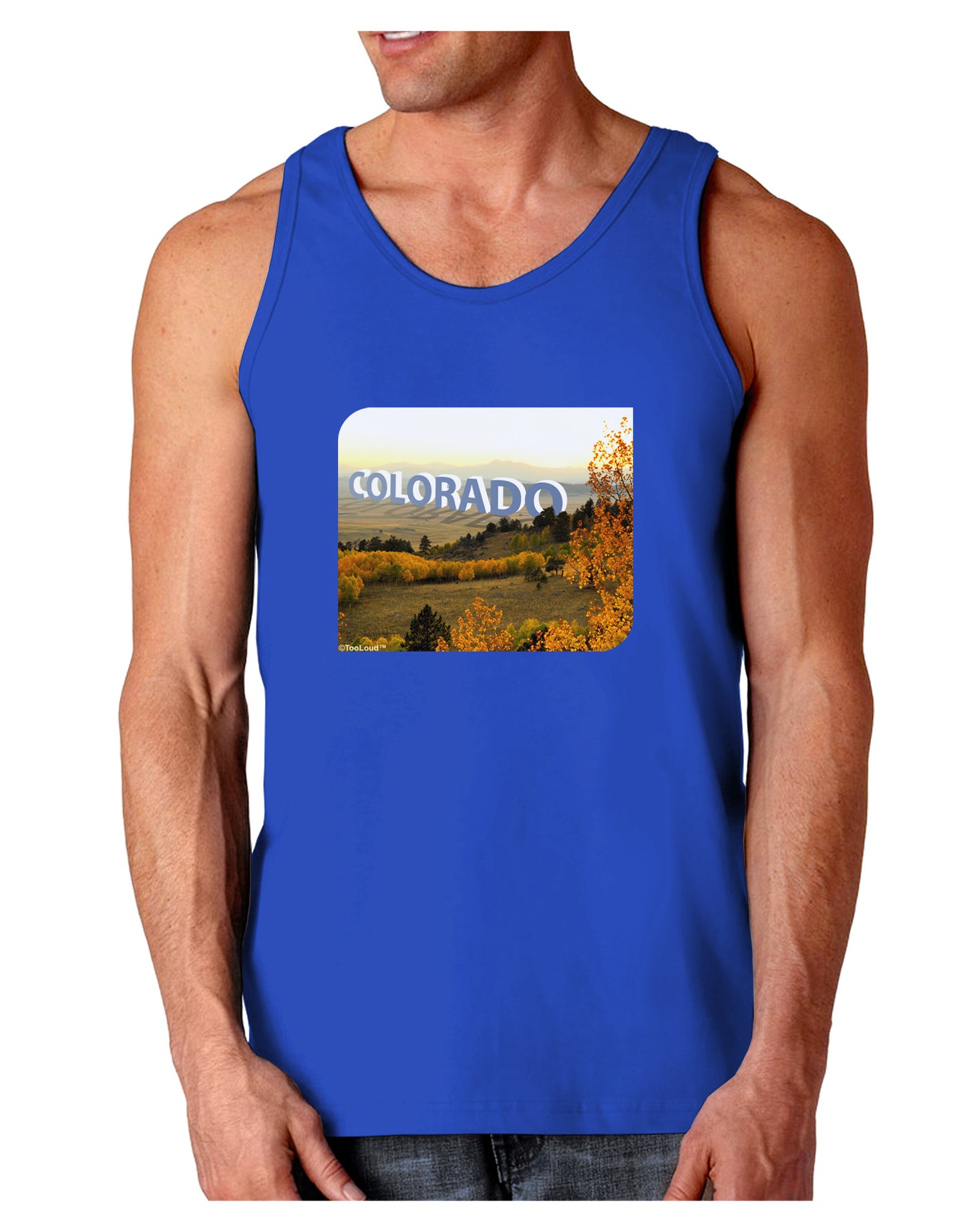 Colorado Postcard Gentle Sunrise Dark Loose Tank Top by-Mens Loose Tank Top-TooLoud-Royal Blue-Small-Davson Sales