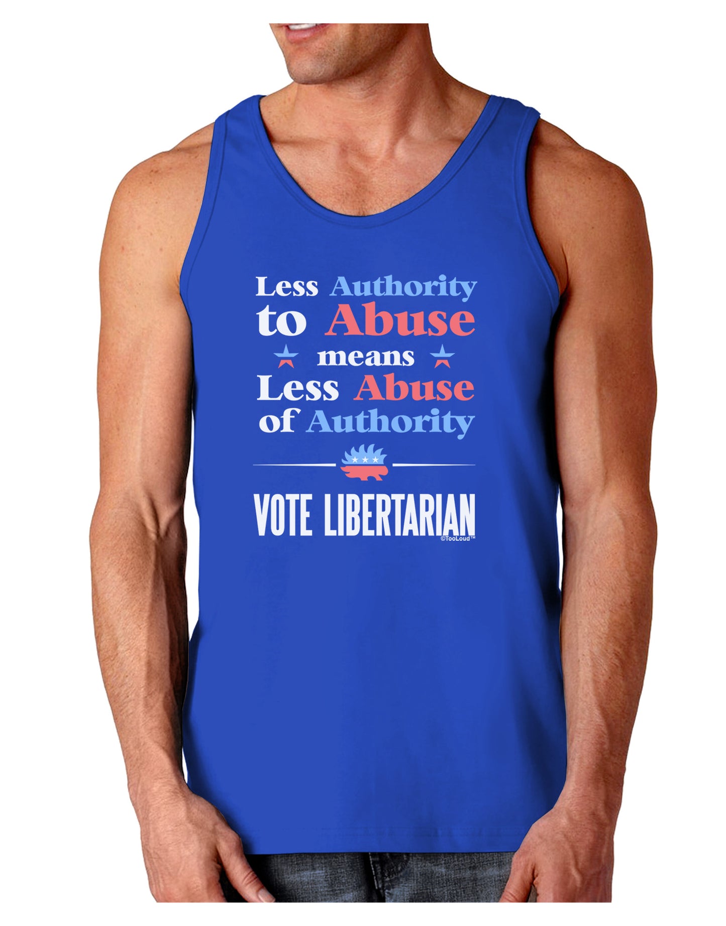 Libertarian Against Authority Abuse Dark Loose Tank Top-Mens Loose Tank Top-TooLoud-Royal Blue-Small-Davson Sales