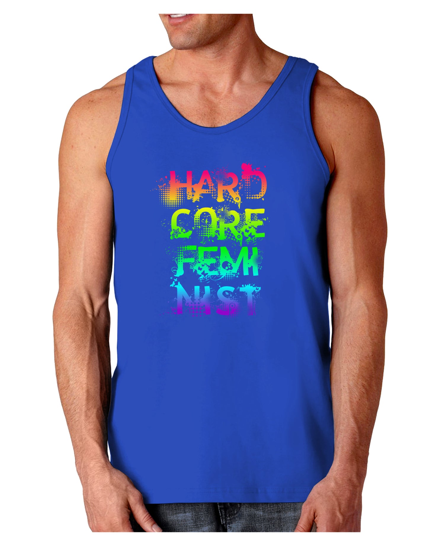 Hardcore Feminist - Rainbow Dark Loose Tank Top-Mens Loose Tank Top-TooLoud-Royal Blue-Small-Davson Sales