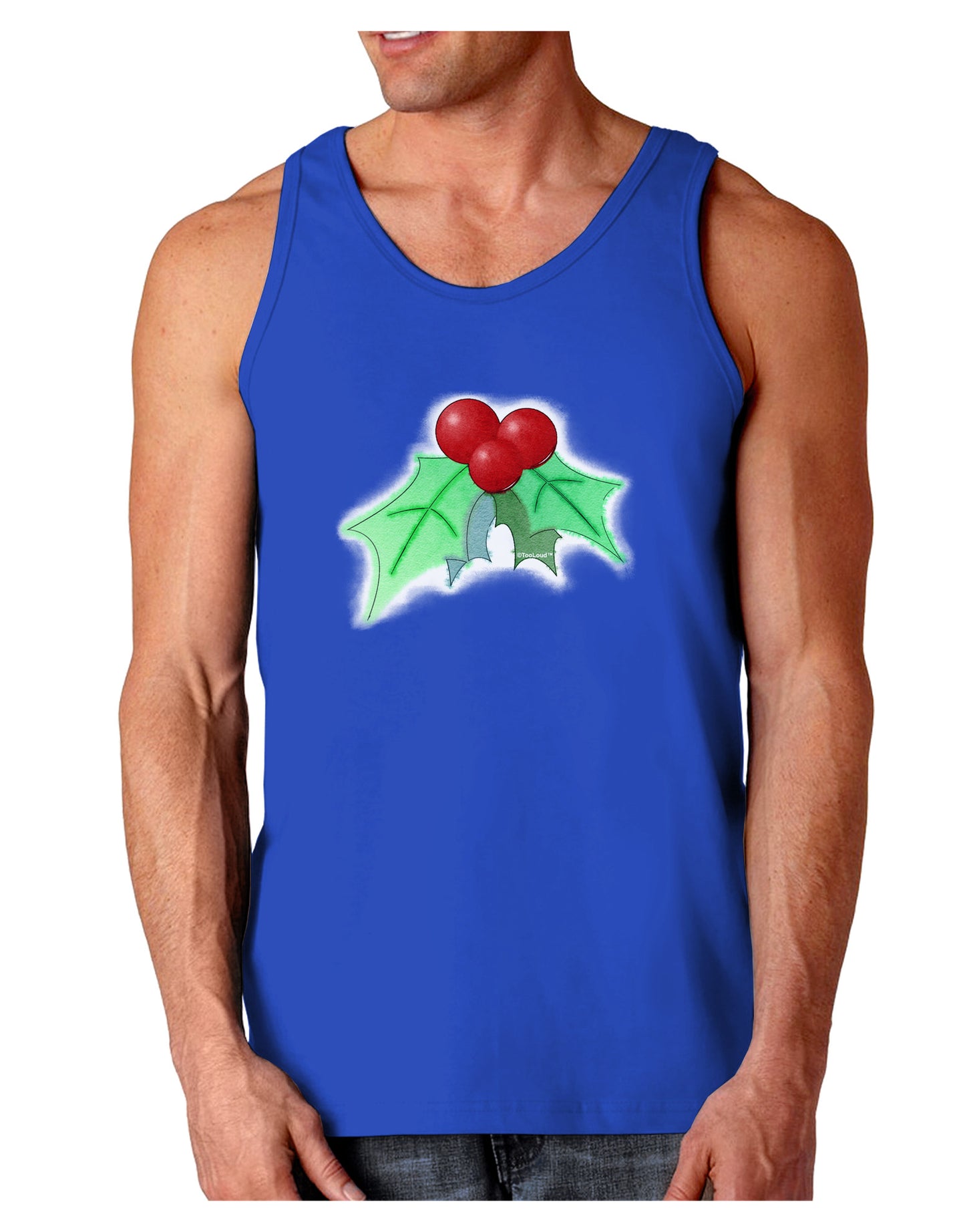 Holly Watercolor Dark Loose Tank Top-Mens Loose Tank Top-TooLoud-Royal Blue-Small-Davson Sales