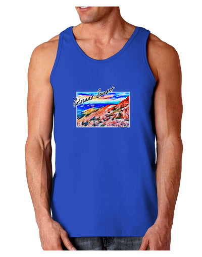 Colorado Mtn Sunset Bold WaterColor Dark Loose Tank Top-Mens Loose Tank Top-TooLoud-Royal Blue-Small-Davson Sales