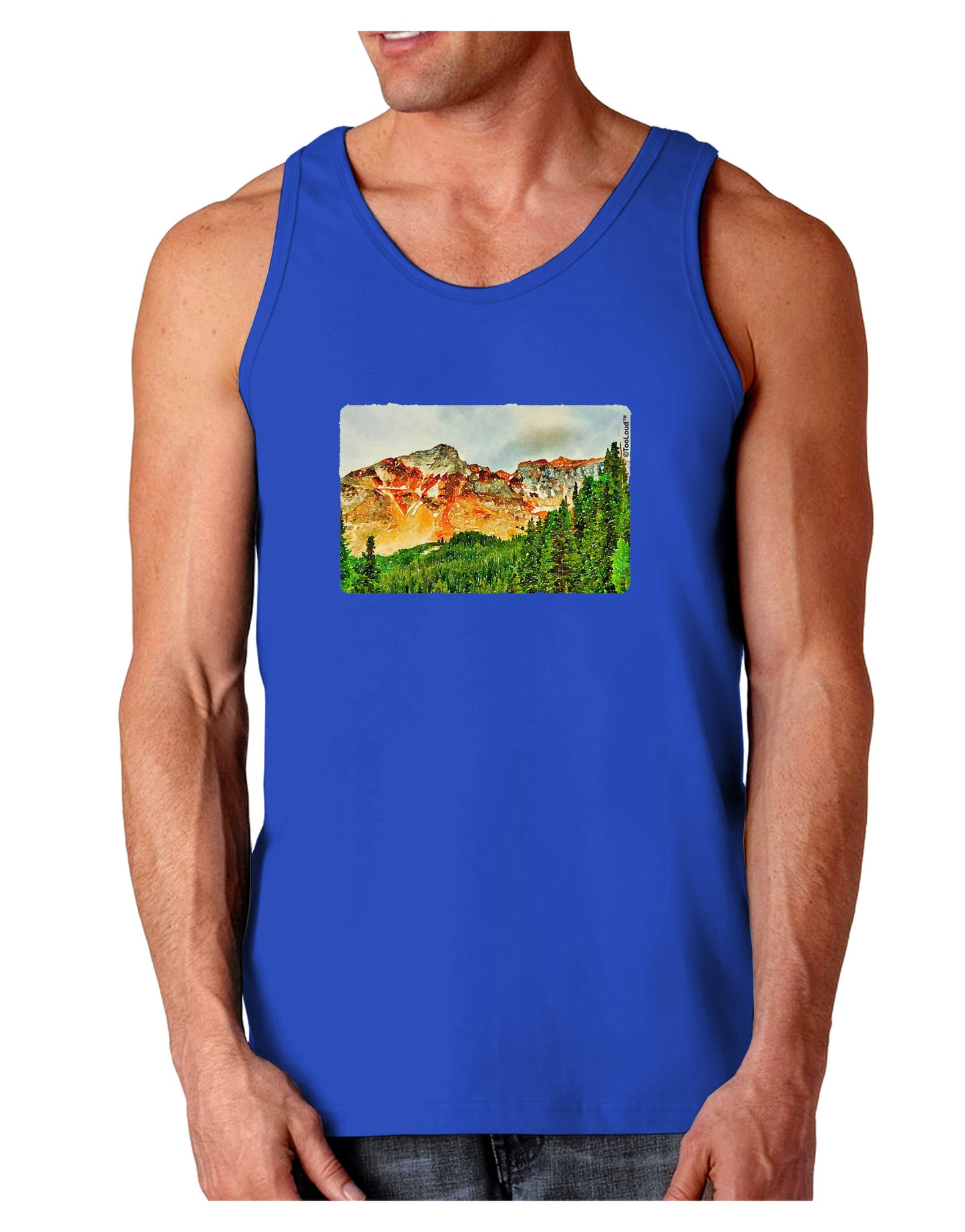 Colorado Forrest Watercolor Dark Loose Tank Top-Mens Loose Tank Top-TooLoud-Royal Blue-Small-Davson Sales