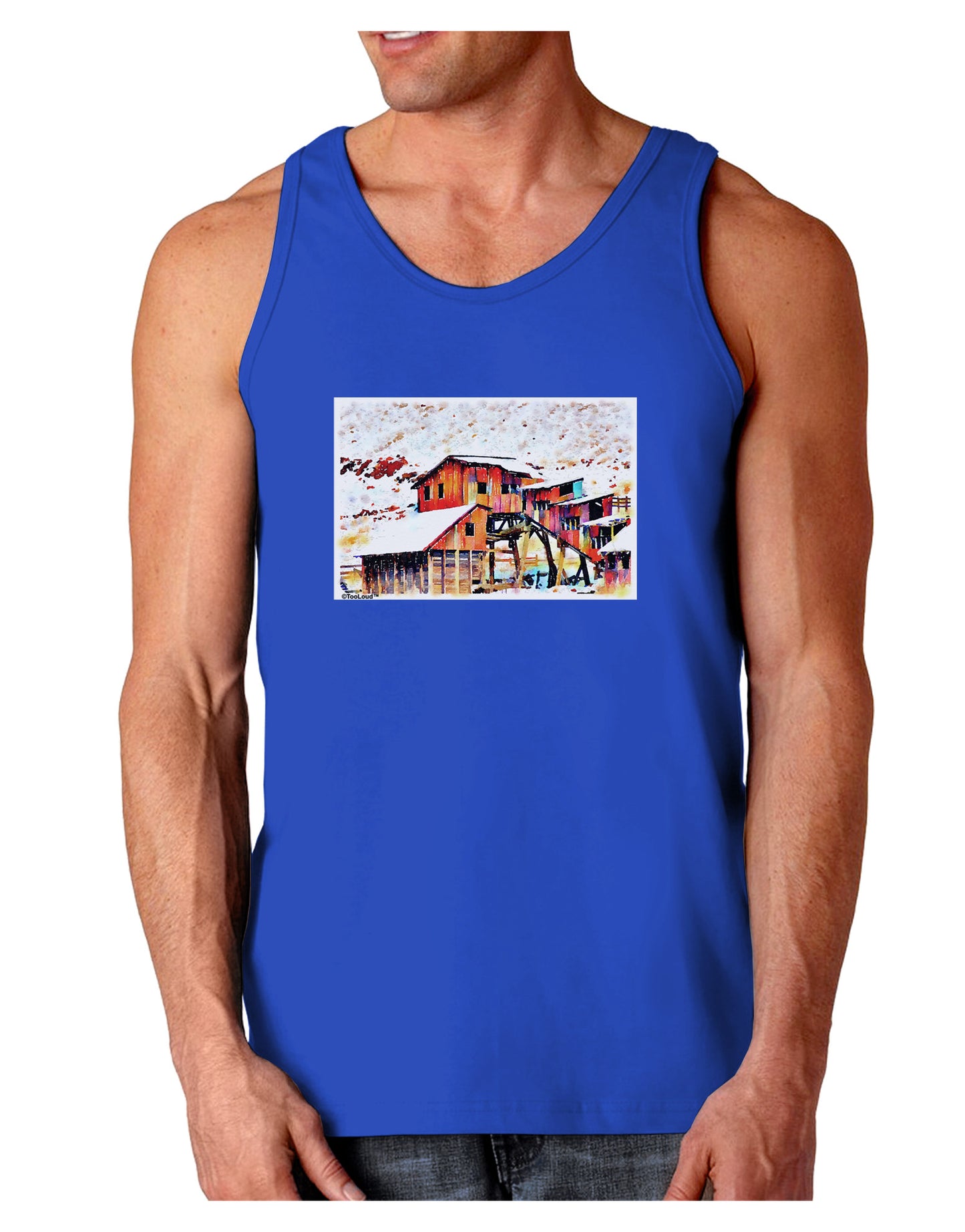 Mine Scene Colorado Watercolor Dark Loose Tank Top-Mens Loose Tank Top-TooLoud-Royal Blue-Small-Davson Sales