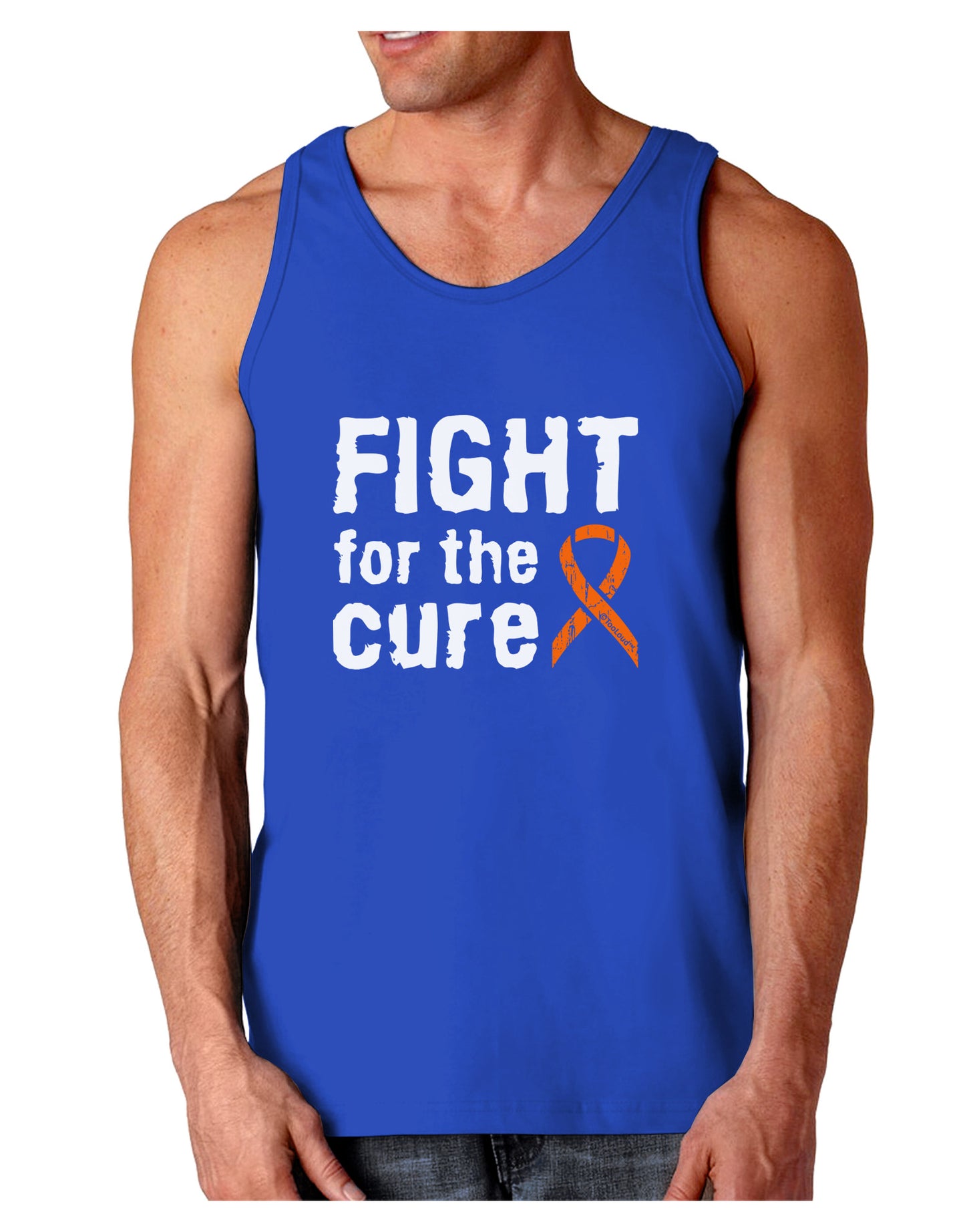 Fight for the Cure - Orange Ribbon Leukemia Dark Loose Tank Top-Mens Loose Tank Top-TooLoud-Royal Blue-Small-Davson Sales