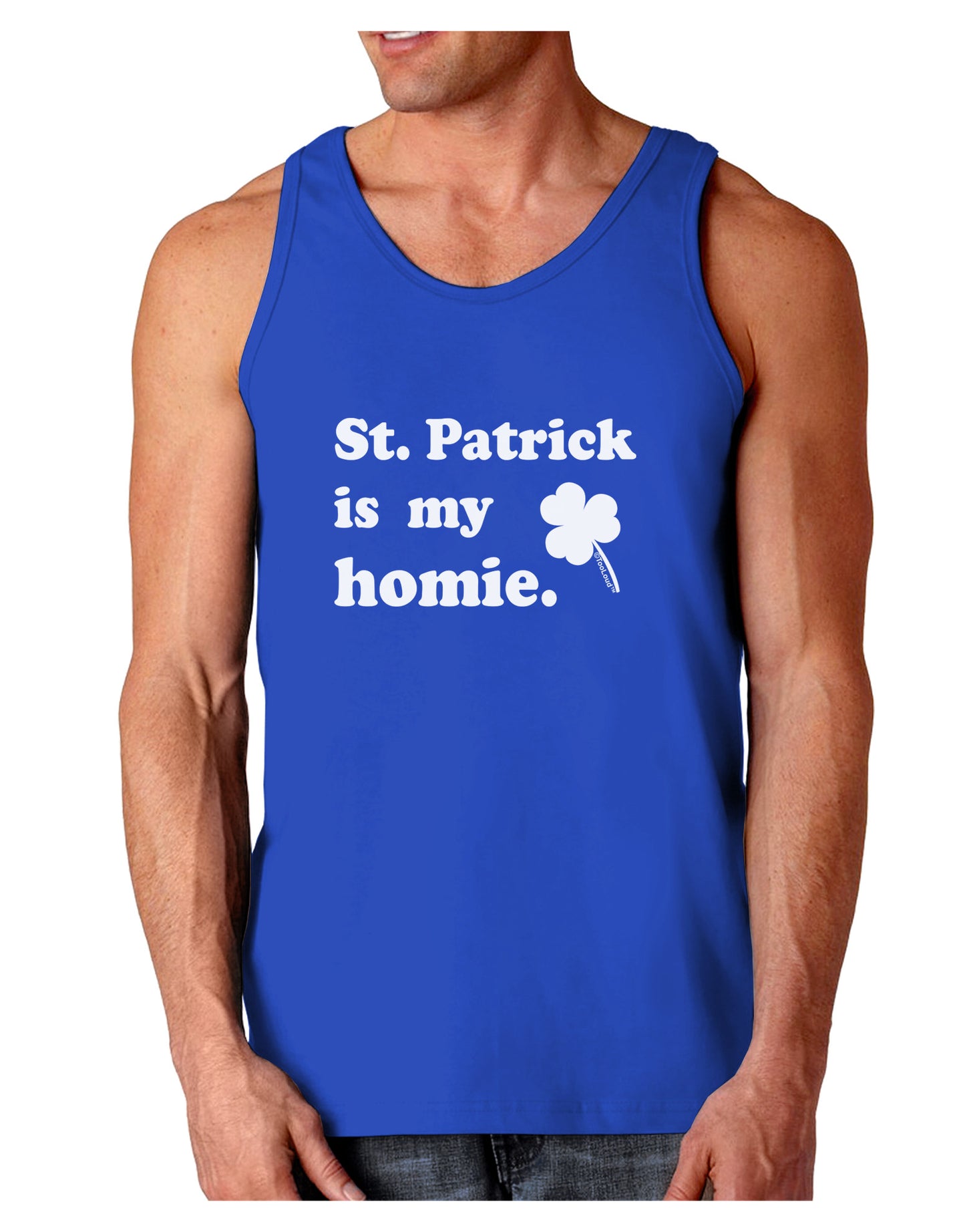 St Patrick is my Homie Dark Loose Tank Top-Mens Loose Tank Top-TooLoud-Royal Blue-Small-Davson Sales