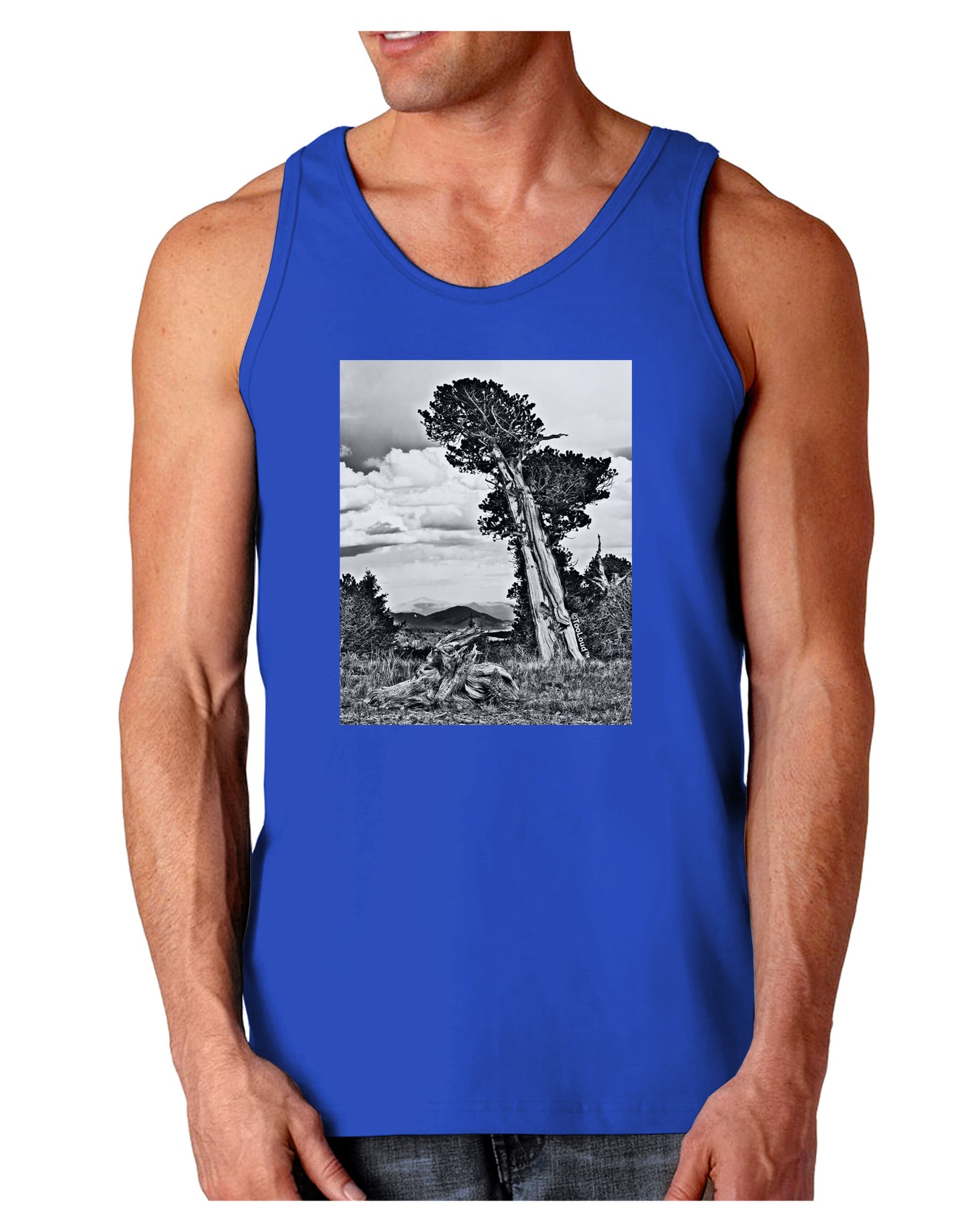 Colorado Landscape Monochrome Dark Loose Tank Top-Mens Loose Tank Top-TooLoud-Royal Blue-Small-Davson Sales