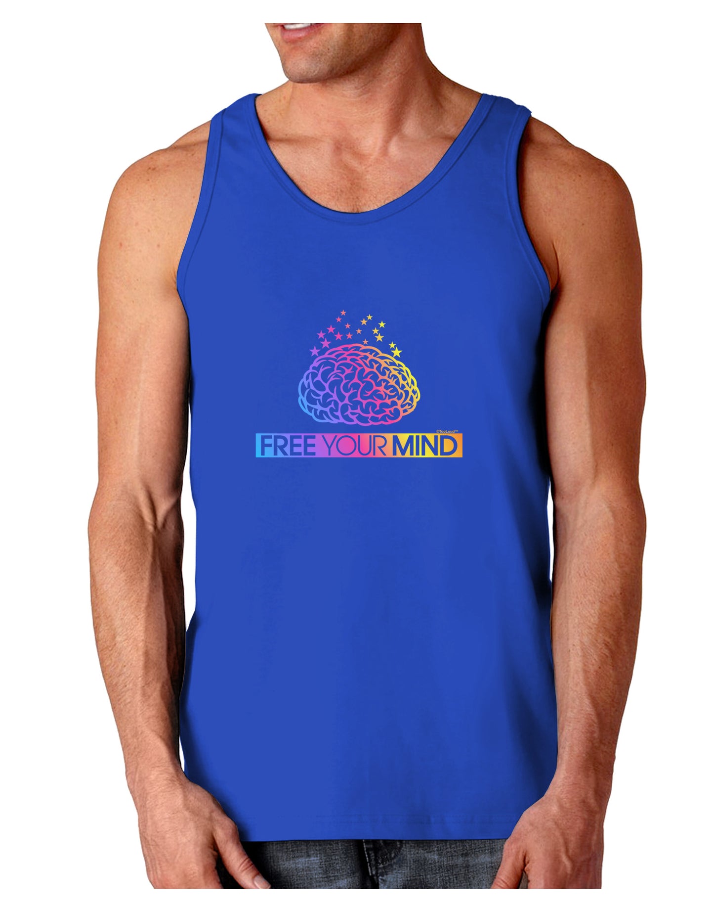 Free Your Mind Dark Loose Tank Top-Mens Loose Tank Top-TooLoud-Royal Blue-Small-Davson Sales