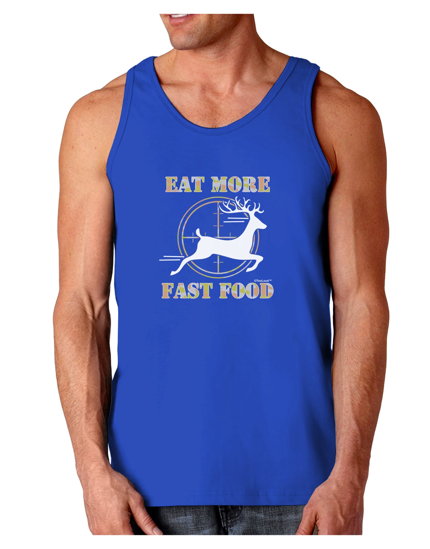 Eat More Fast Food - Deer Dark Loose Tank Top-Mens Loose Tank Top-TooLoud-Royal Blue-Small-Davson Sales