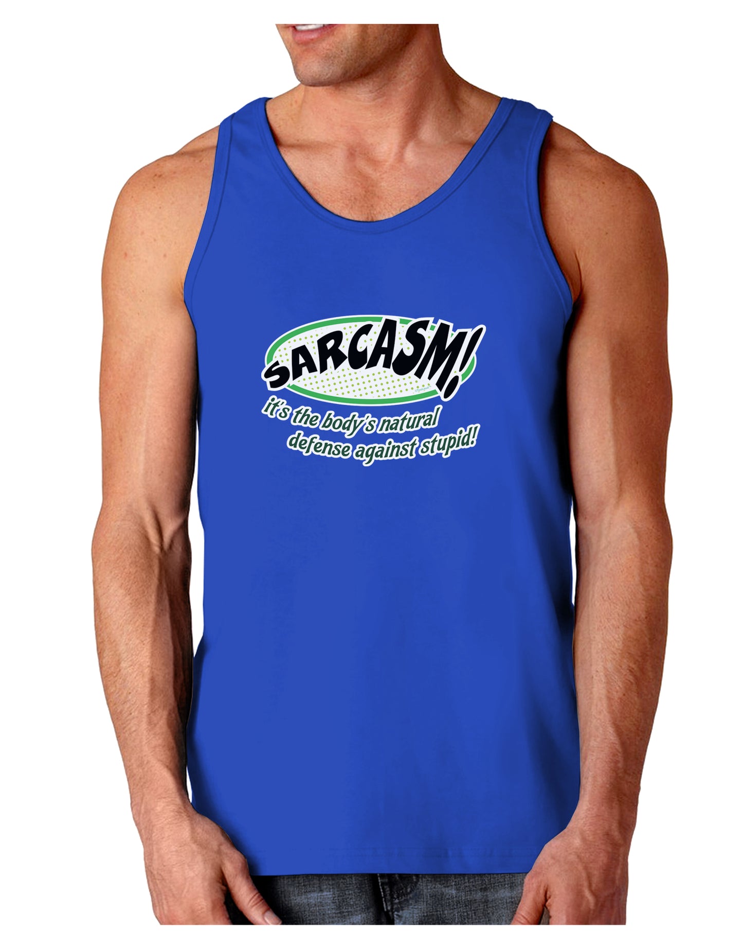 Sarcasm Natural Defense Against Stupid Dark Loose Tank Top-Mens Loose Tank Top-TooLoud-Royal Blue-Small-Davson Sales