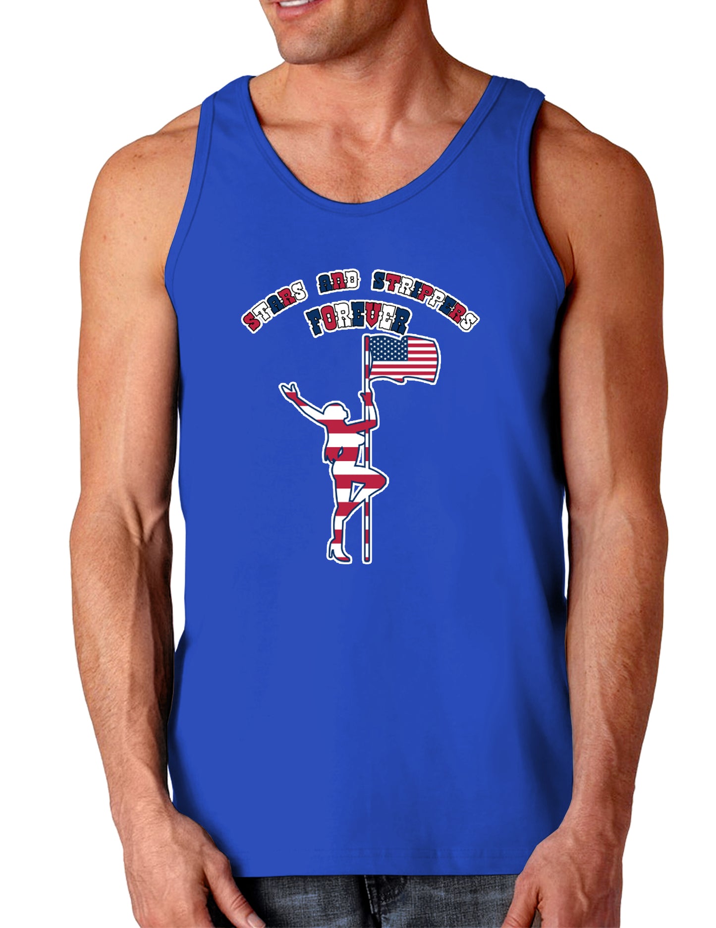 Stars and Strippers Forever Female Dark Loose Tank Top-Mens Loose Tank Top-TooLoud-Royal Blue-Small-Davson Sales