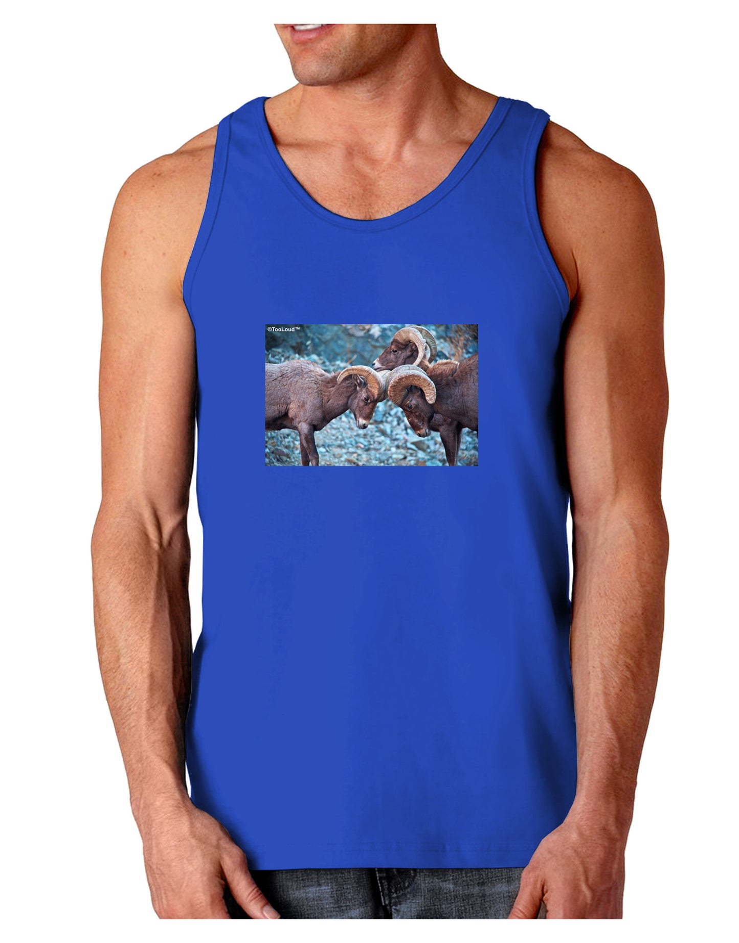 CO Bighorn Head Butt Dark Loose Tank Top-Mens Loose Tank Top-TooLoud-Royal Blue-Small-Davson Sales