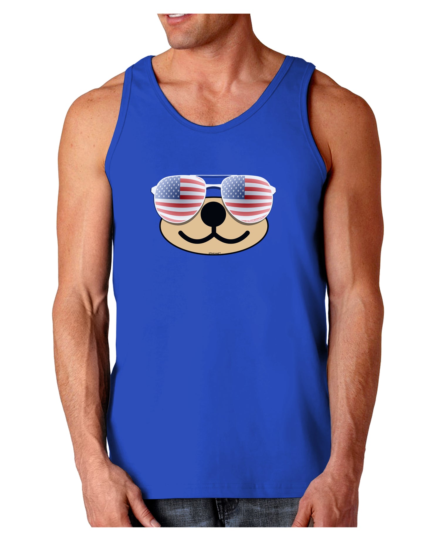Kyu-T Face - Beartholomew Patriotic Sunglasses Dark Loose Tank Top-Mens Loose Tank Top-TooLoud-Royal Blue-Small-Davson Sales