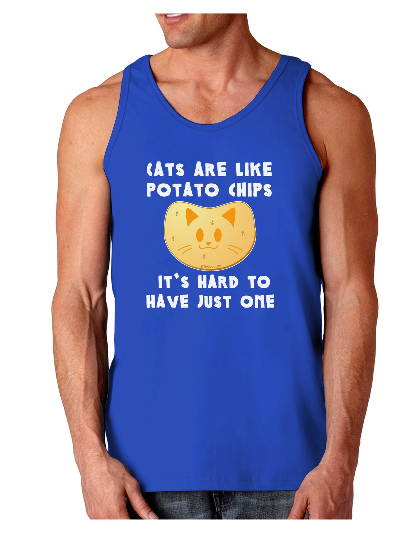 Cats Are Like Potato Chips Dark Loose Tank Top-Mens Loose Tank Top-TooLoud-Royal Blue-Small-Davson Sales