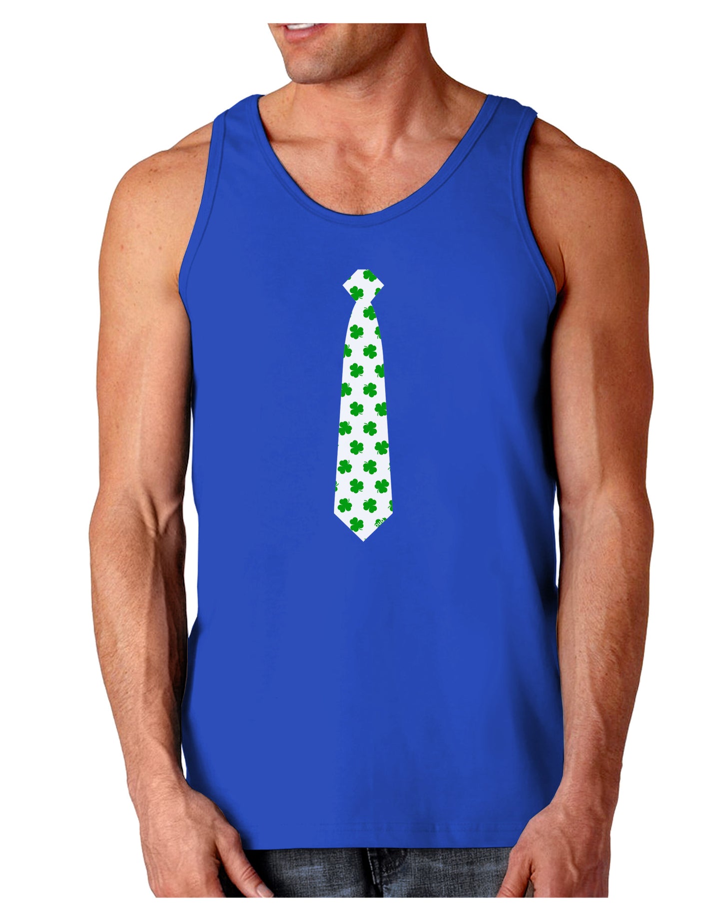 Clover Pattern Tie St Patrick's Day Dark Loose Tank Top-Mens Loose Tank Top-TooLoud-Royal Blue-Small-Davson Sales