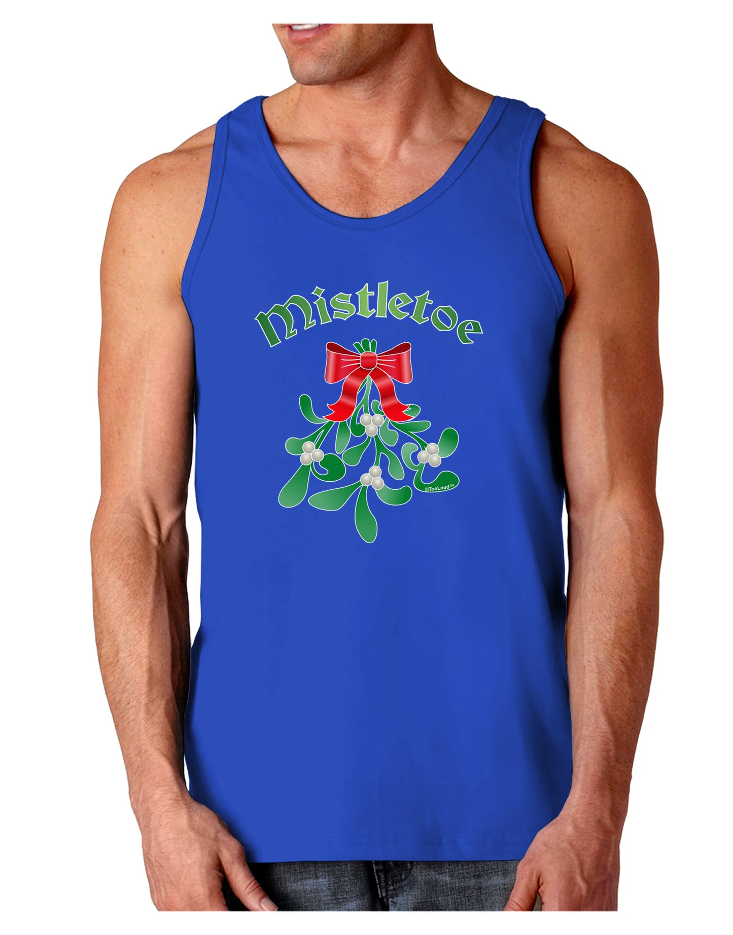 Christmas Kiss Mistletoe Dark Loose Tank Top-Mens Loose Tank Top-TooLoud-Royal Blue-Small-Davson Sales
