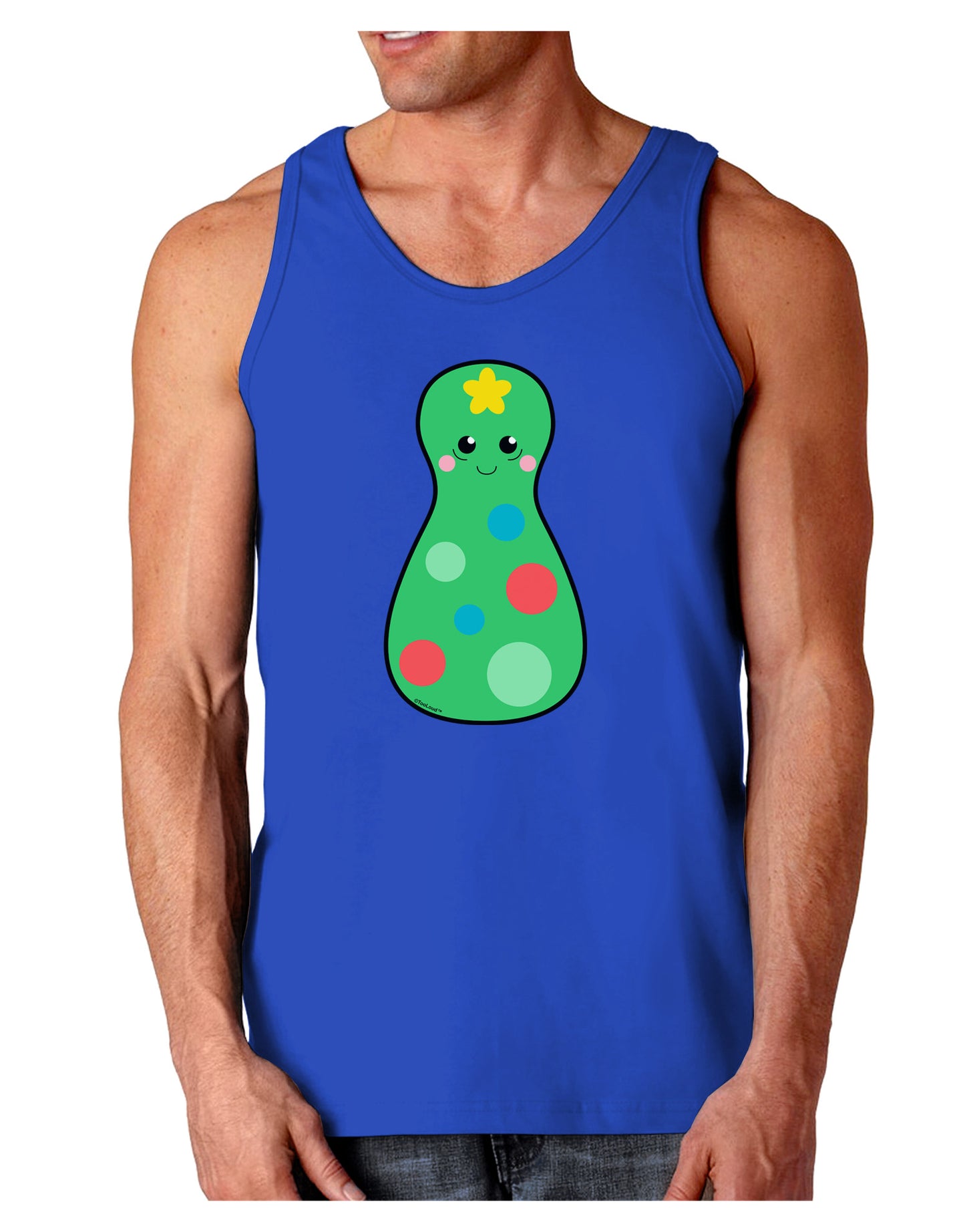 Cute Christmas Tree Matryoshka Nesting Doll Dark Loose Tank Top-Mens Loose Tank Top-TooLoud-Royal Blue-Small-Davson Sales
