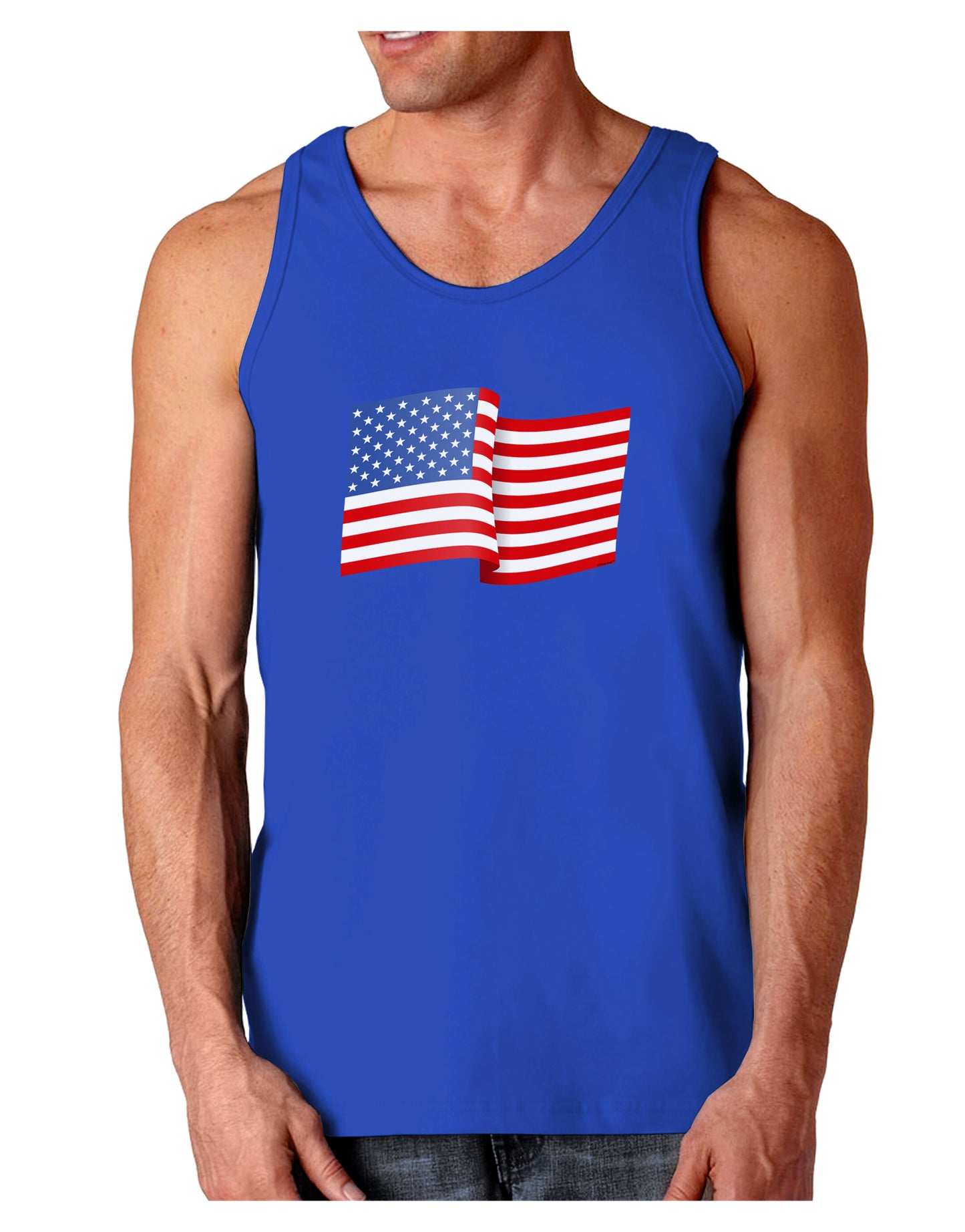 Patriotic Waving USA American Flag Dark Loose Tank Top-Mens Loose Tank Top-TooLoud-Royal Blue-Small-Davson Sales